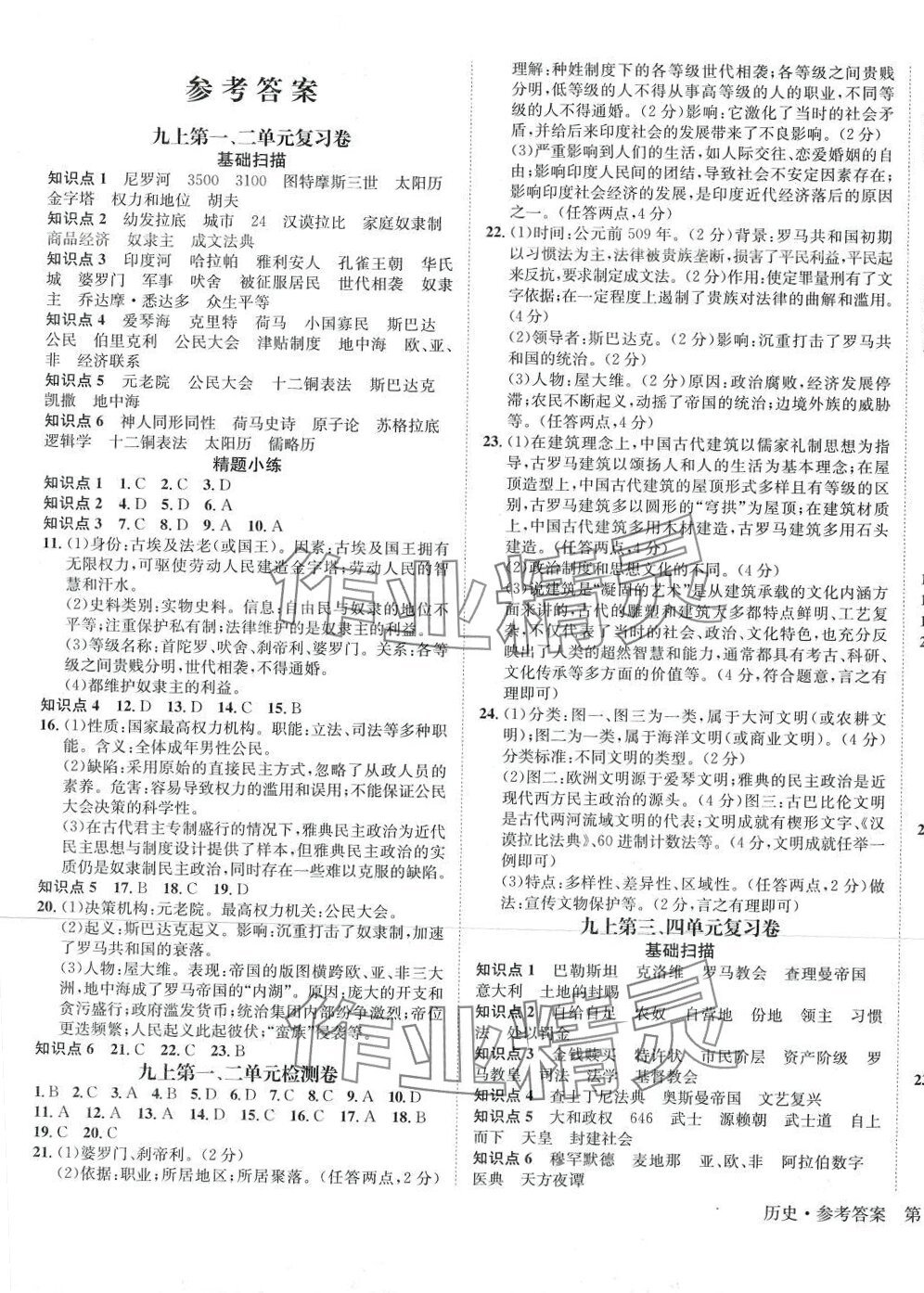 2024年标准卷长江出版社九年级历史全一册人教版 第1页