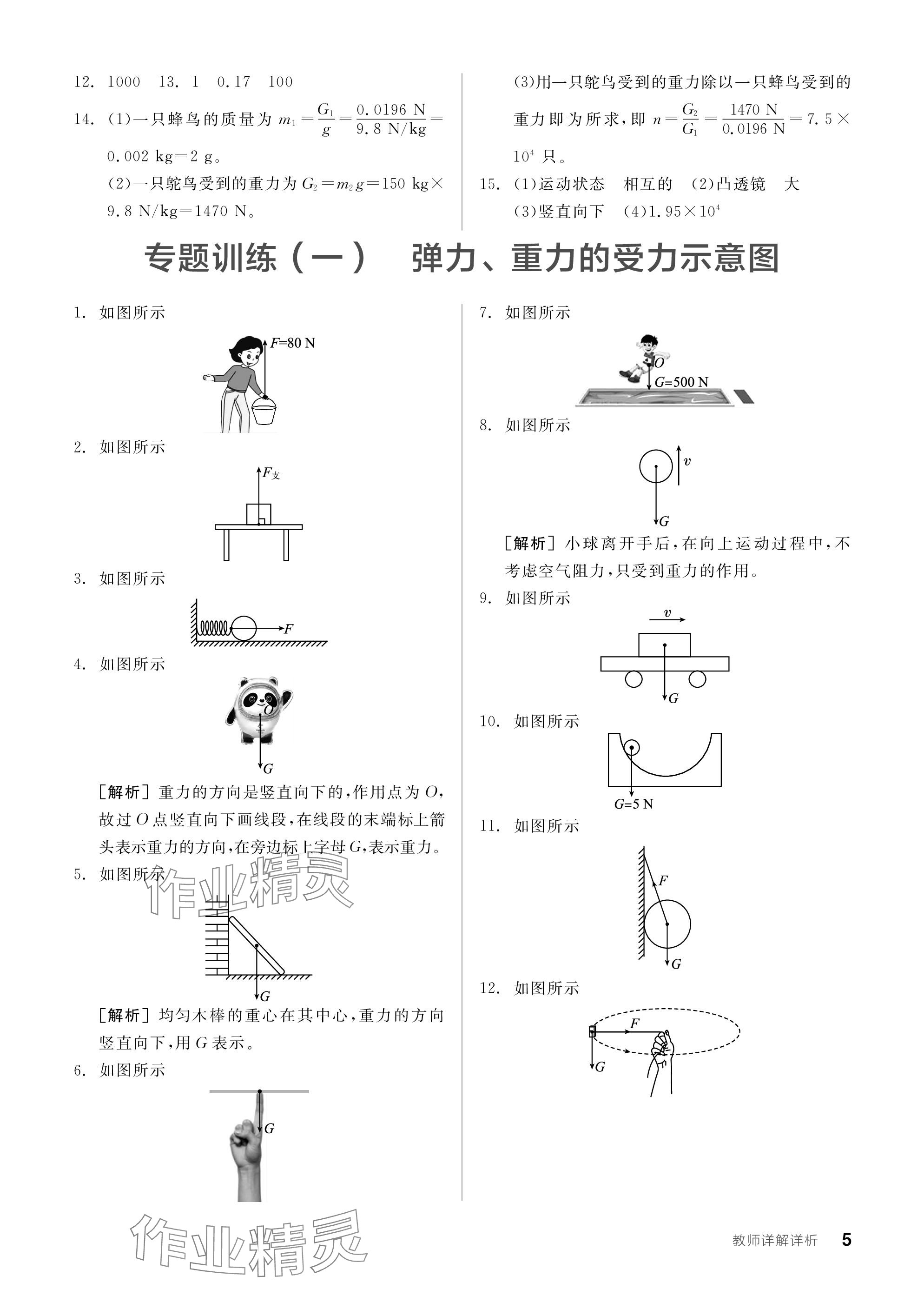 2024年全品学练考八年级物理下册人教版广东专版 参考答案第5页