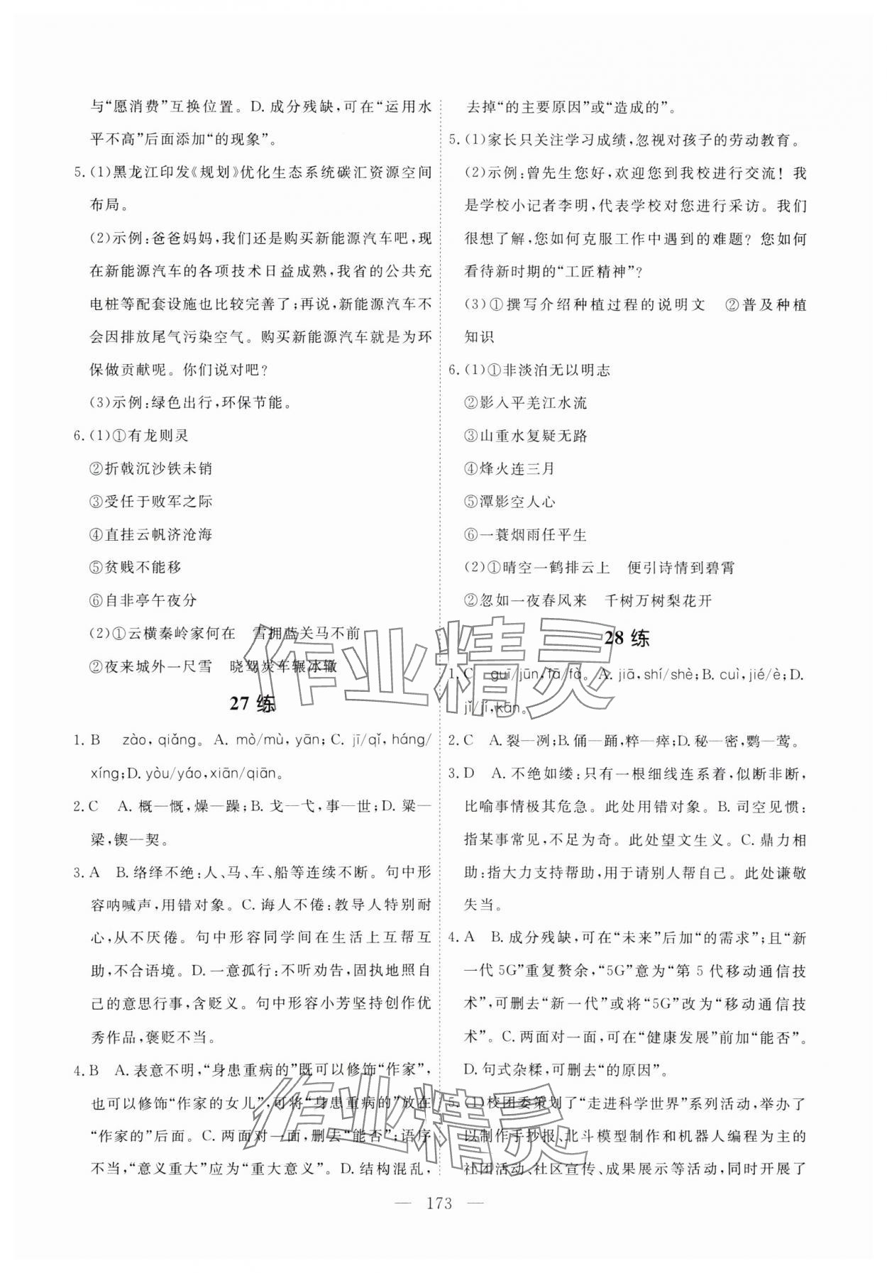 2024年一飛沖天基礎(chǔ)知識訓(xùn)練語文廣州專版 參考答案第13頁