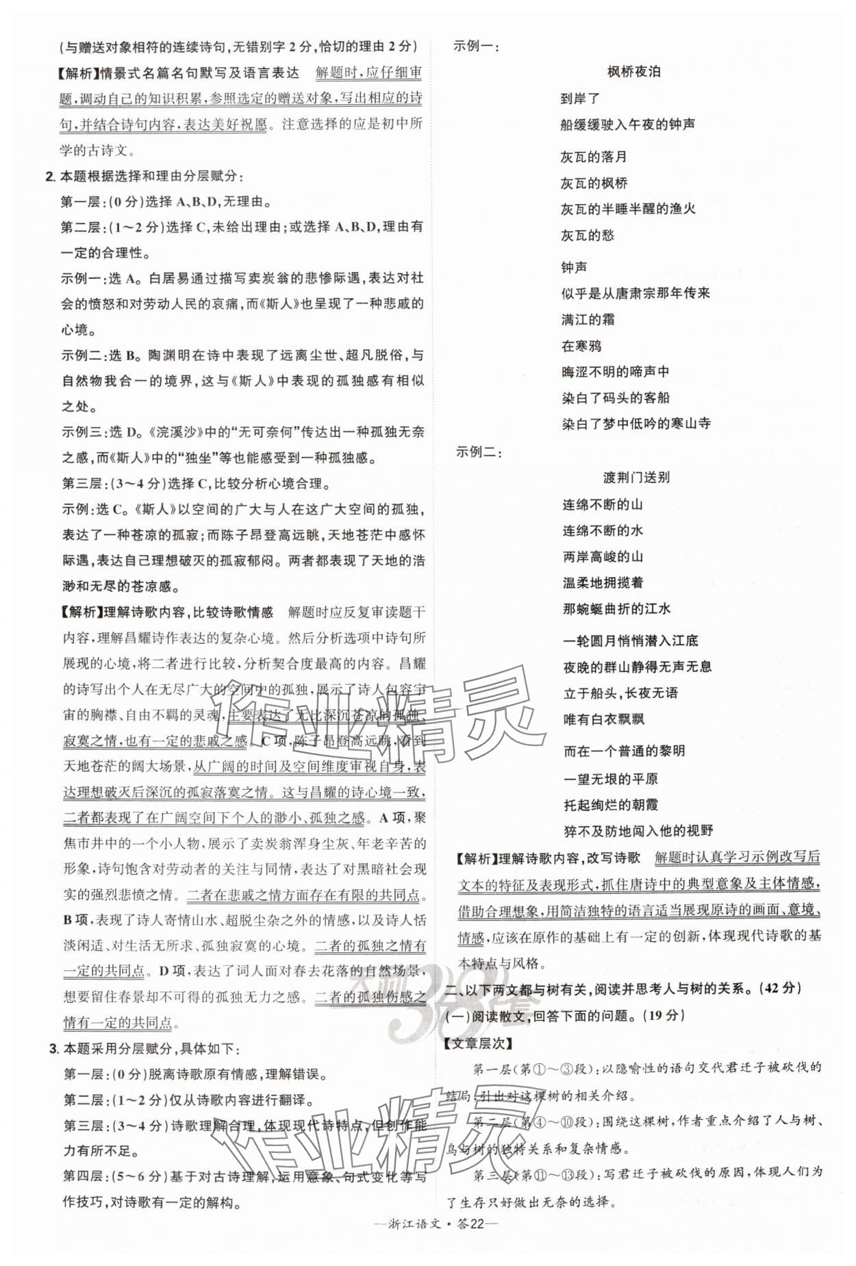 2025年天利38套牛皮卷浙江省中考试题精粹语文 参考答案第22页