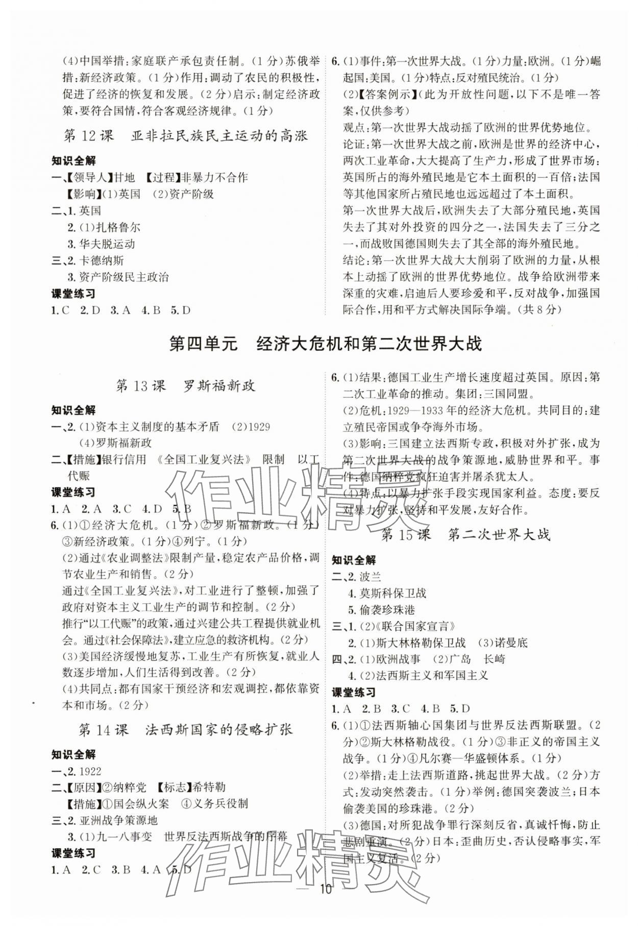 2023年考點專練九年級歷史全一冊人教版深圳專版 第10頁