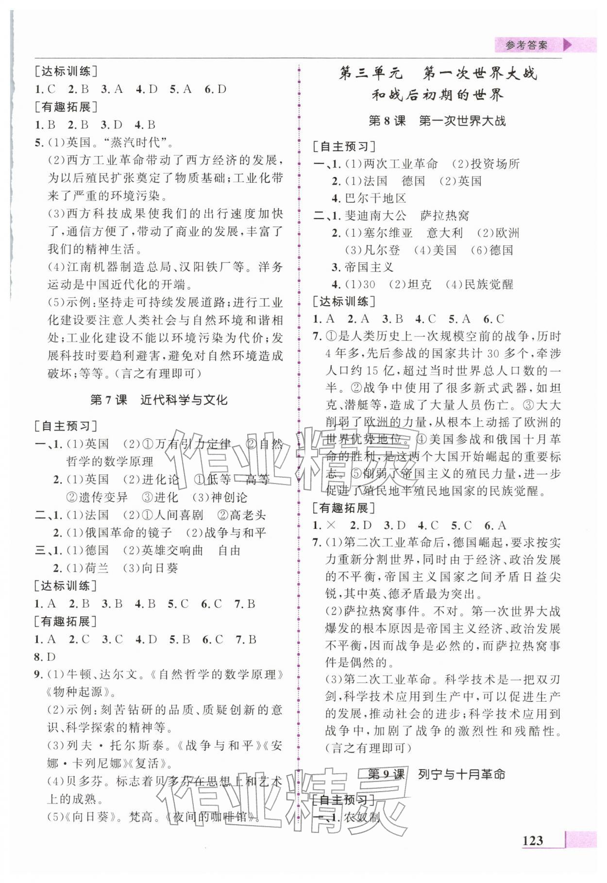 2026年名师点拨配套练习课时作业九年级历史下册人教版&nbsp;第3页