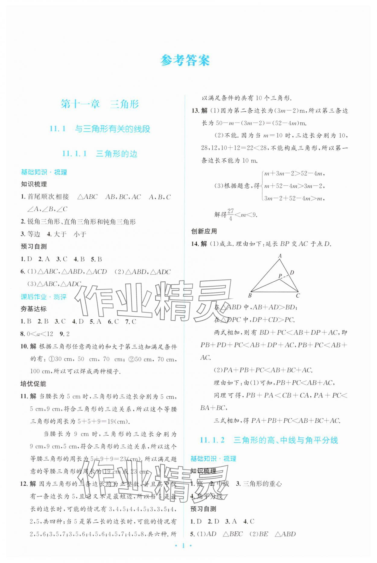 2024年人教金学典同步解析与测评学考练八年级数学上册人教版 参考答案第1页