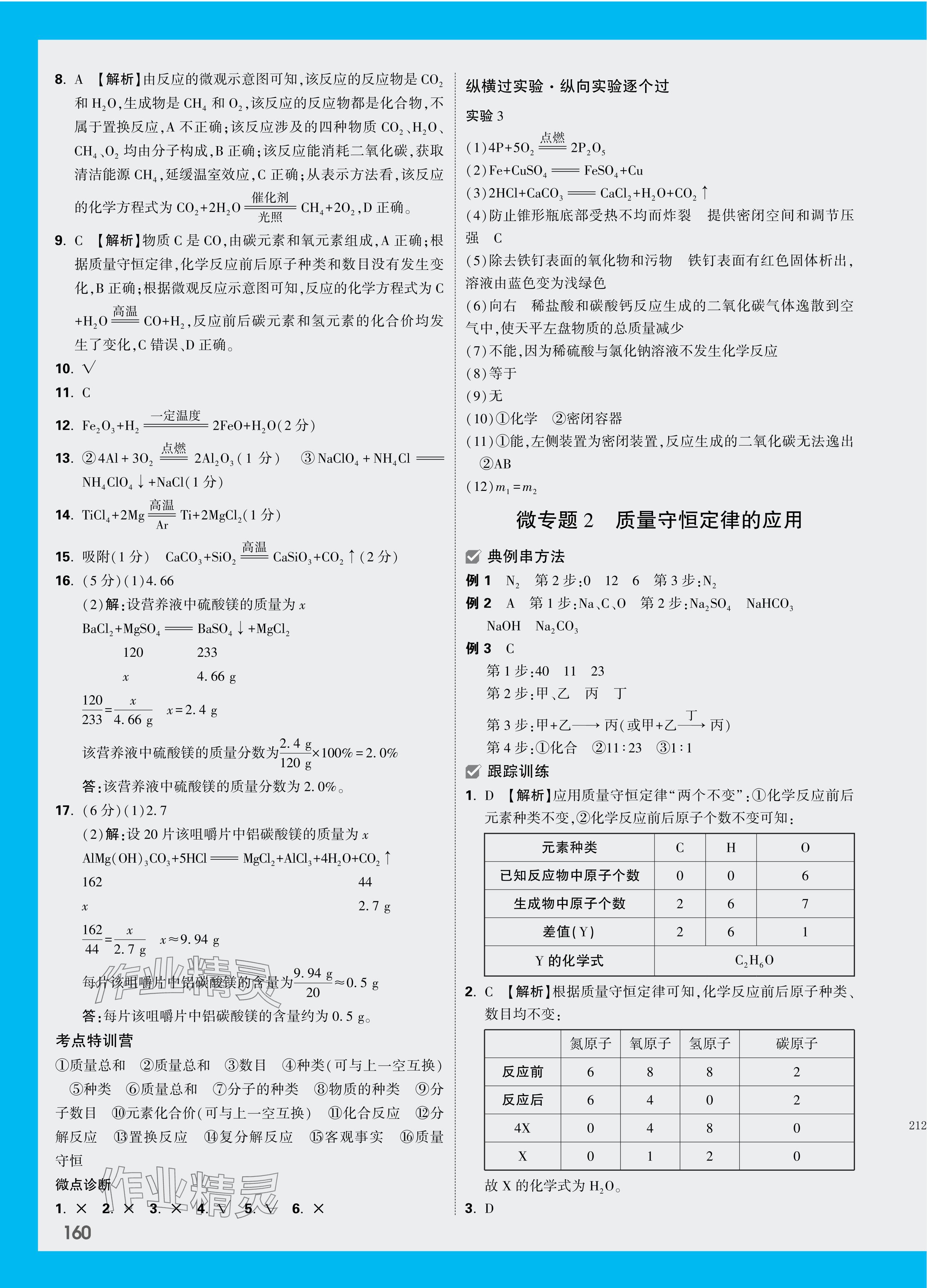 2024年萬(wàn)唯中考試題研究化學(xué)甘肅專版 參考答案第8頁(yè)