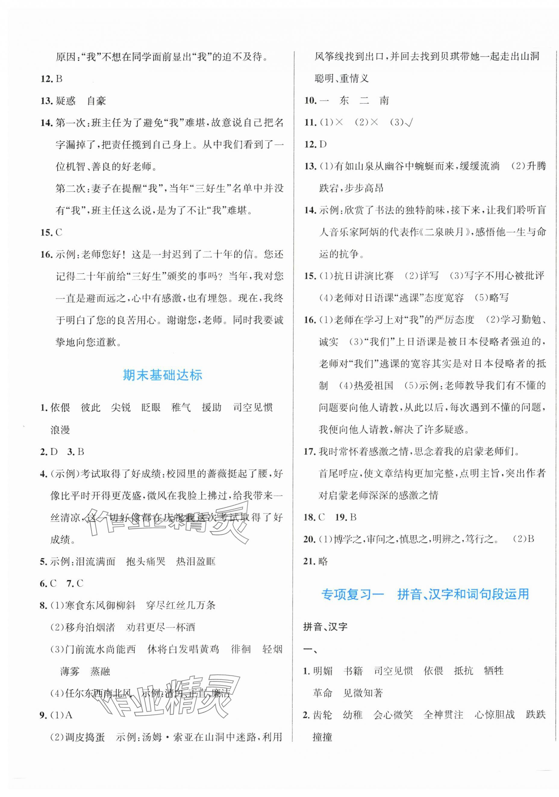 2025年浙點通提優卷六年級語文下冊人教版 第5頁