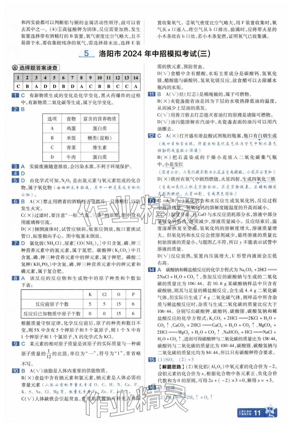 2025年金考卷中考45套匯編化學(xué)河南專版紫色封面 參考答案第10頁