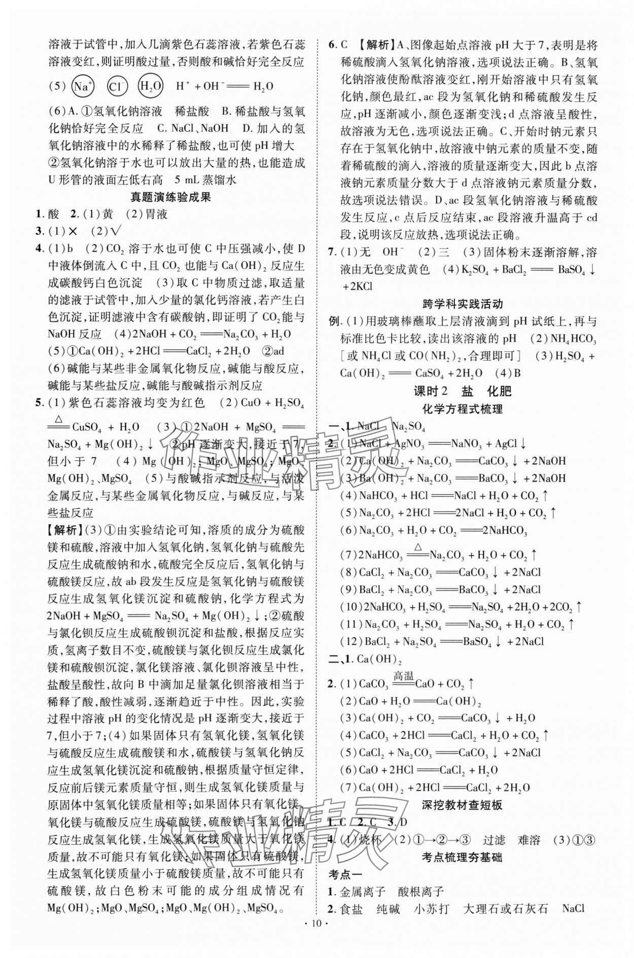 2025年中考必備云南美術出版社化學貴州專版 參考答案第10頁