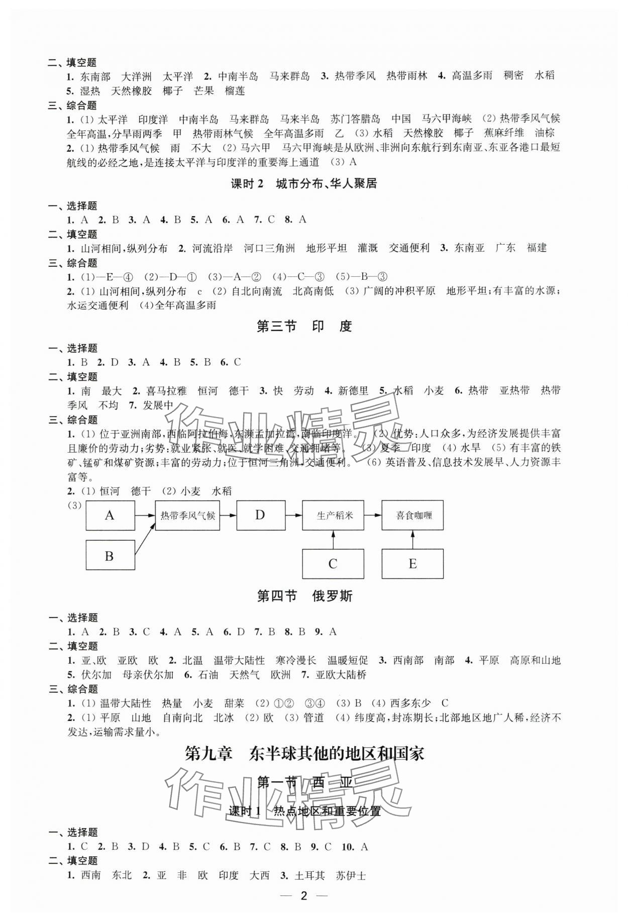 2025年创新课时作业七年级地理下册人教版 第2页