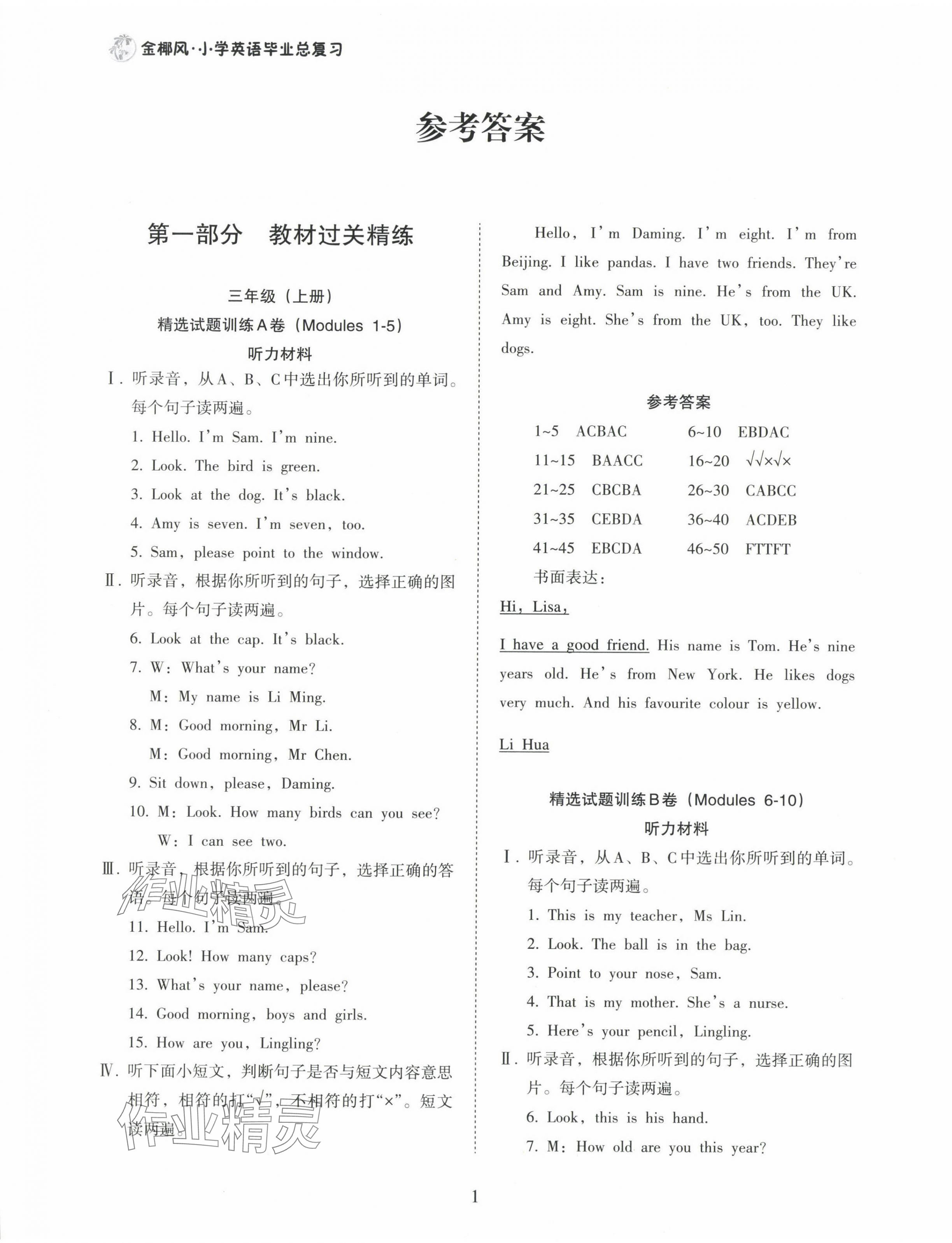 2025年金椰風小學畢業總復習英語 第1頁
