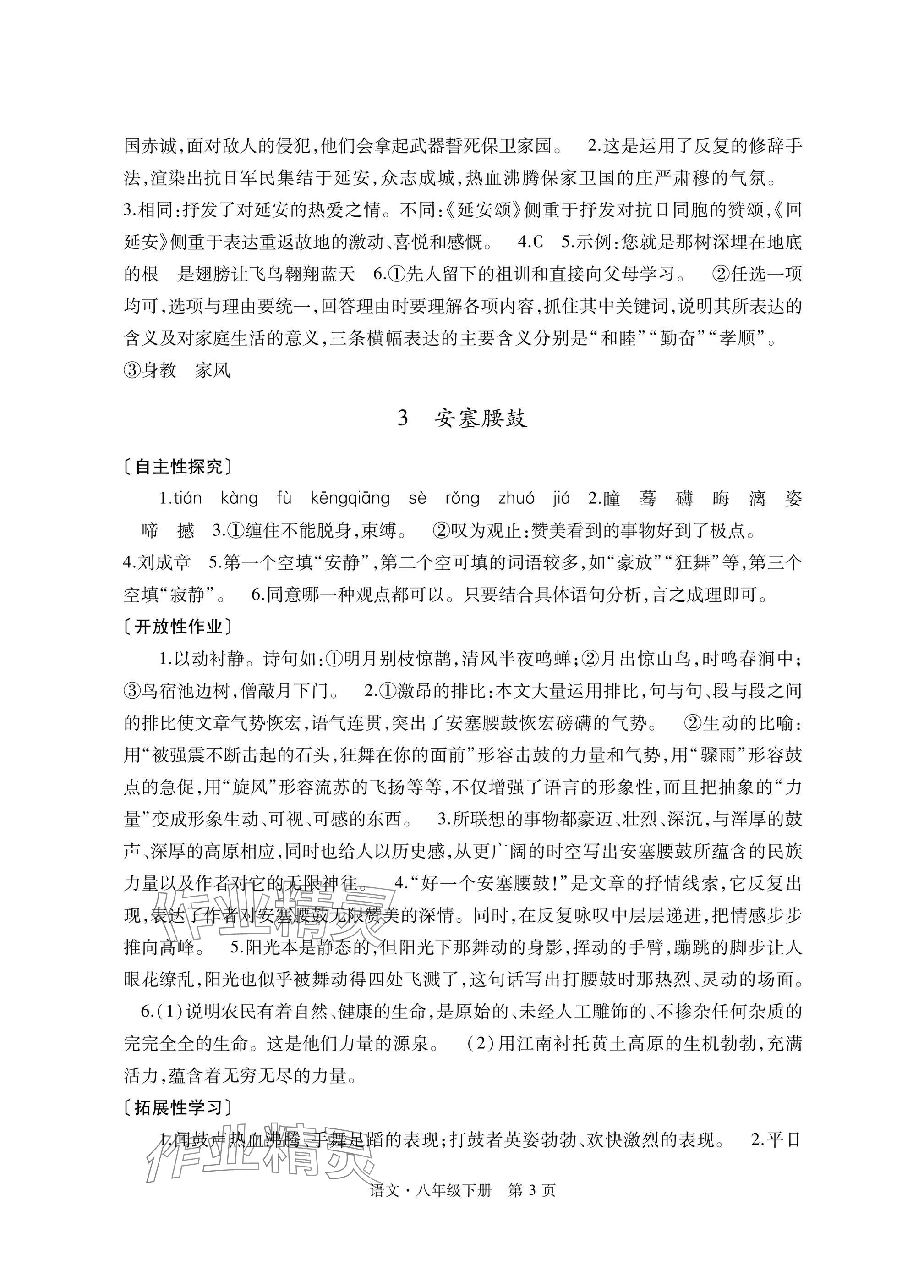 2025年自主學(xué)習(xí)指導(dǎo)課程與測(cè)試八年級(jí)語(yǔ)文下冊(cè)人教版 參考答案第3頁(yè)