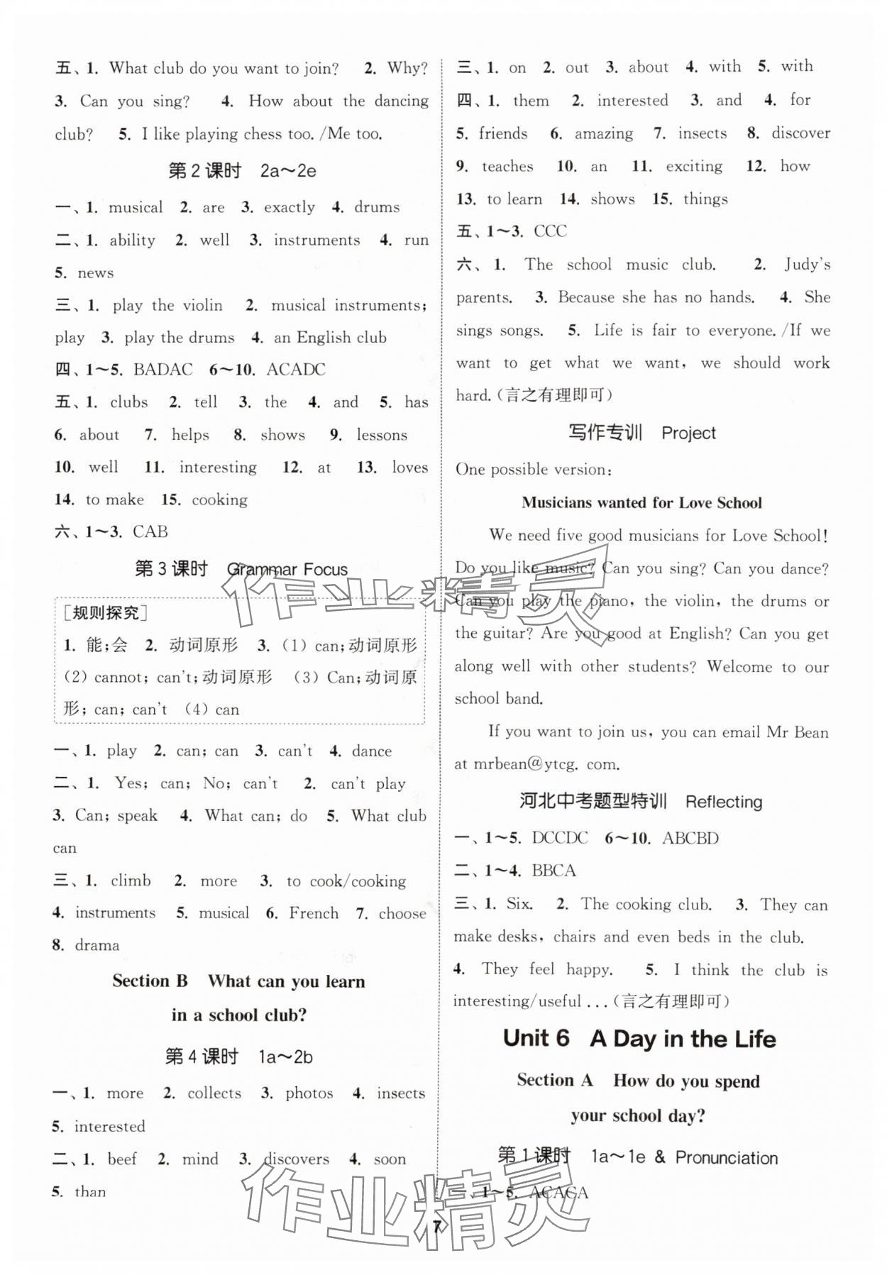 2025年通城学典课时作业本七年级英语上册人教版河北专版 第7页