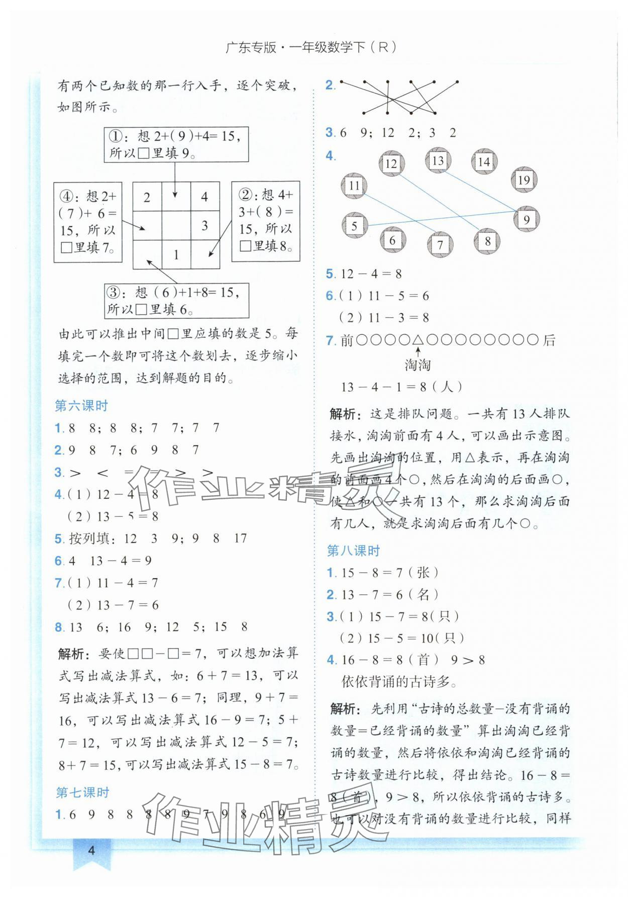 2024年黃岡小狀元作業(yè)本一年級數(shù)學下冊人教版廣東專版 第4頁