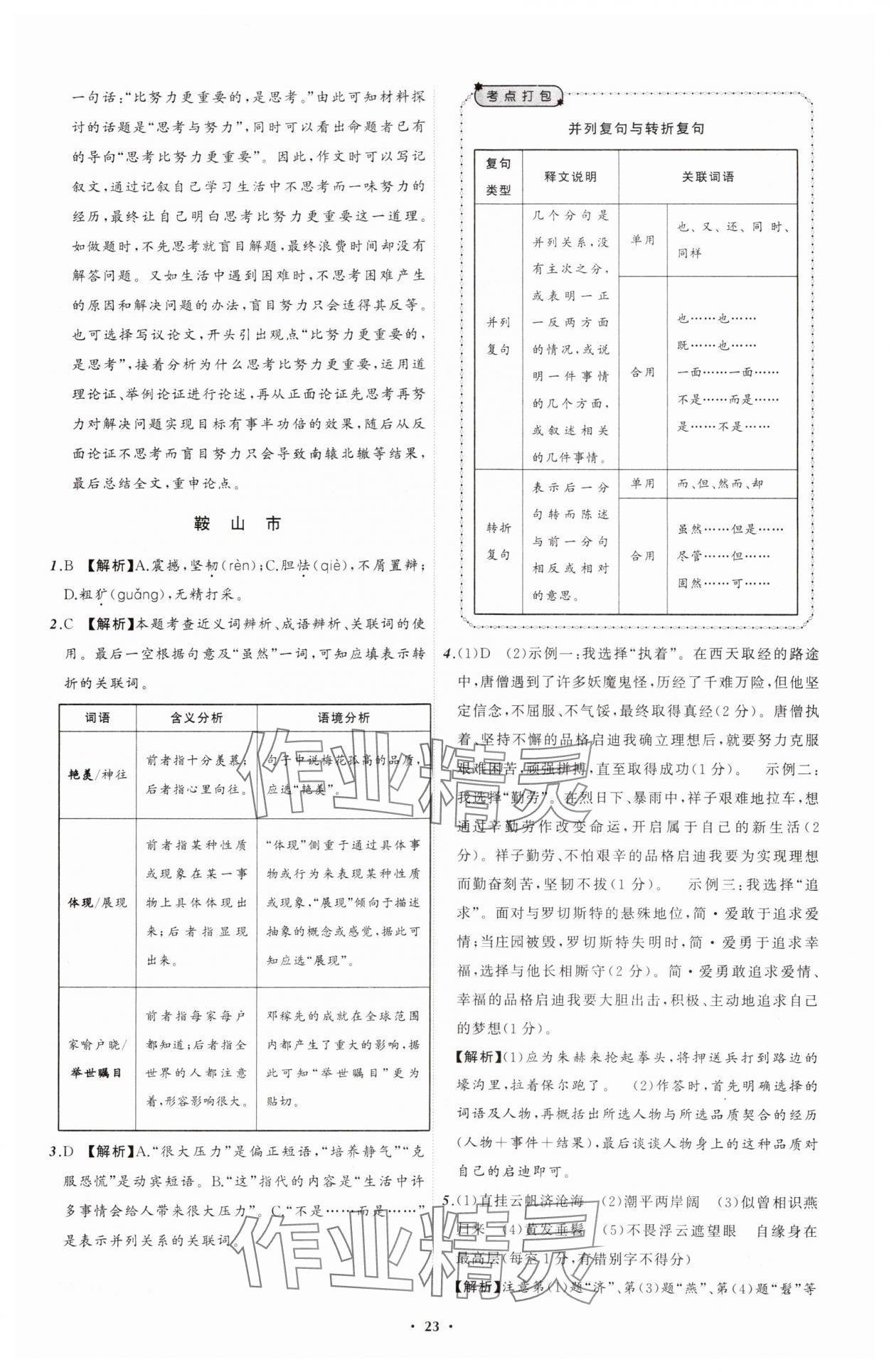 2025年中考必備遼寧師范大學(xué)出版社語(yǔ)文遼寧專版 參考答案第23頁(yè)