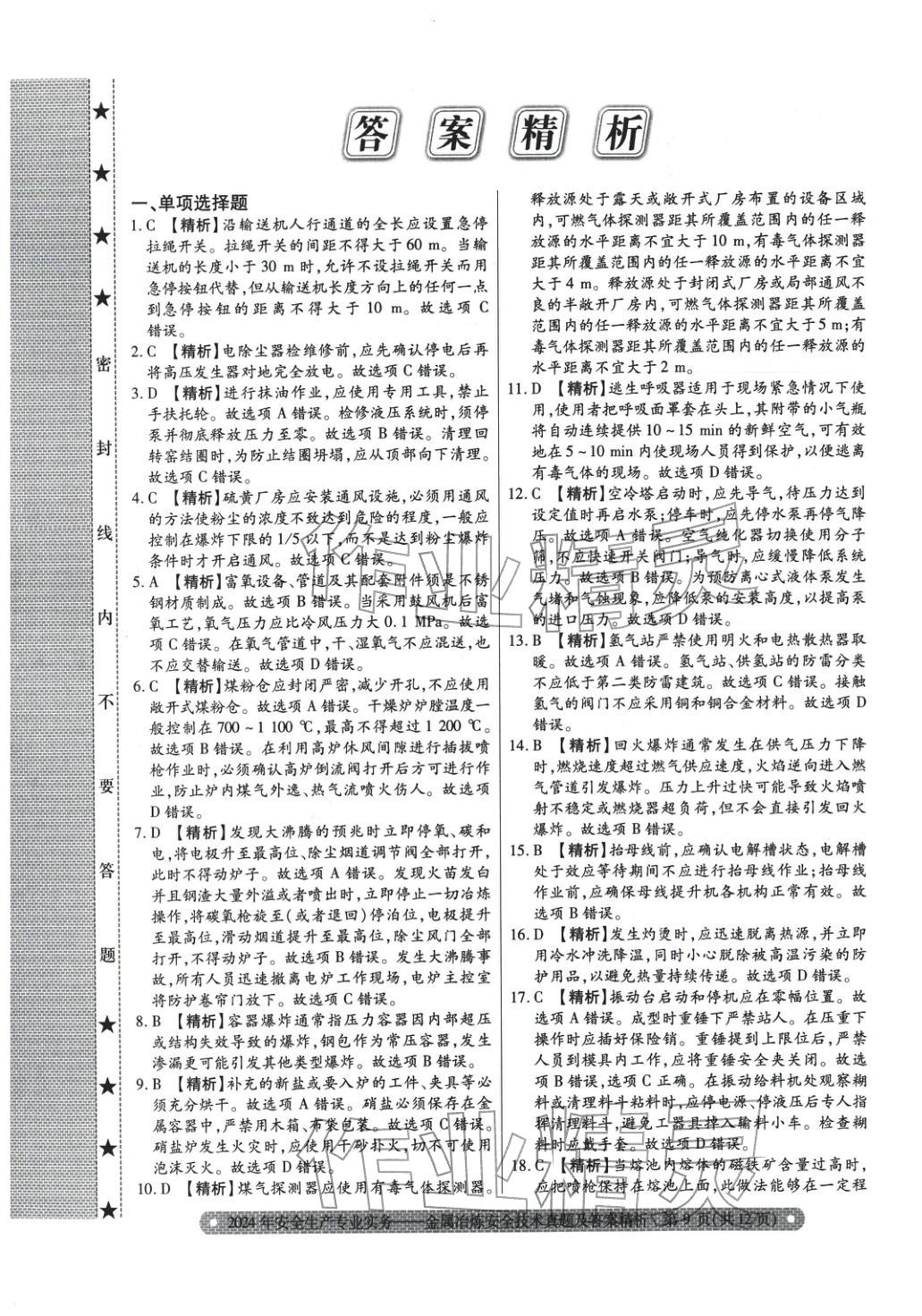 2025年真题精析与命题密卷金属冶炼安全技术&nbsp;第1页