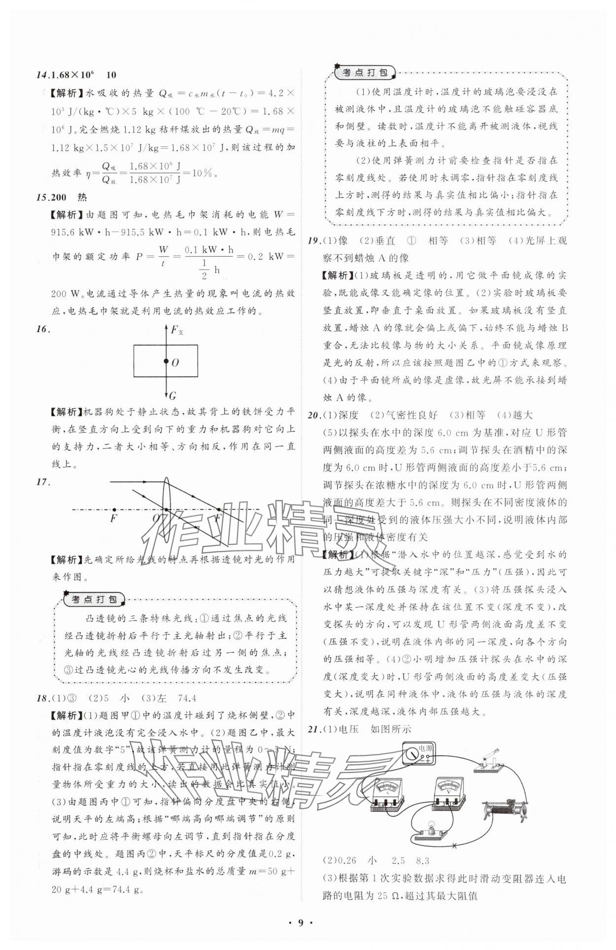 2025年中考必备辽宁师范大学出版社物理辽宁专版 参考答案第9页