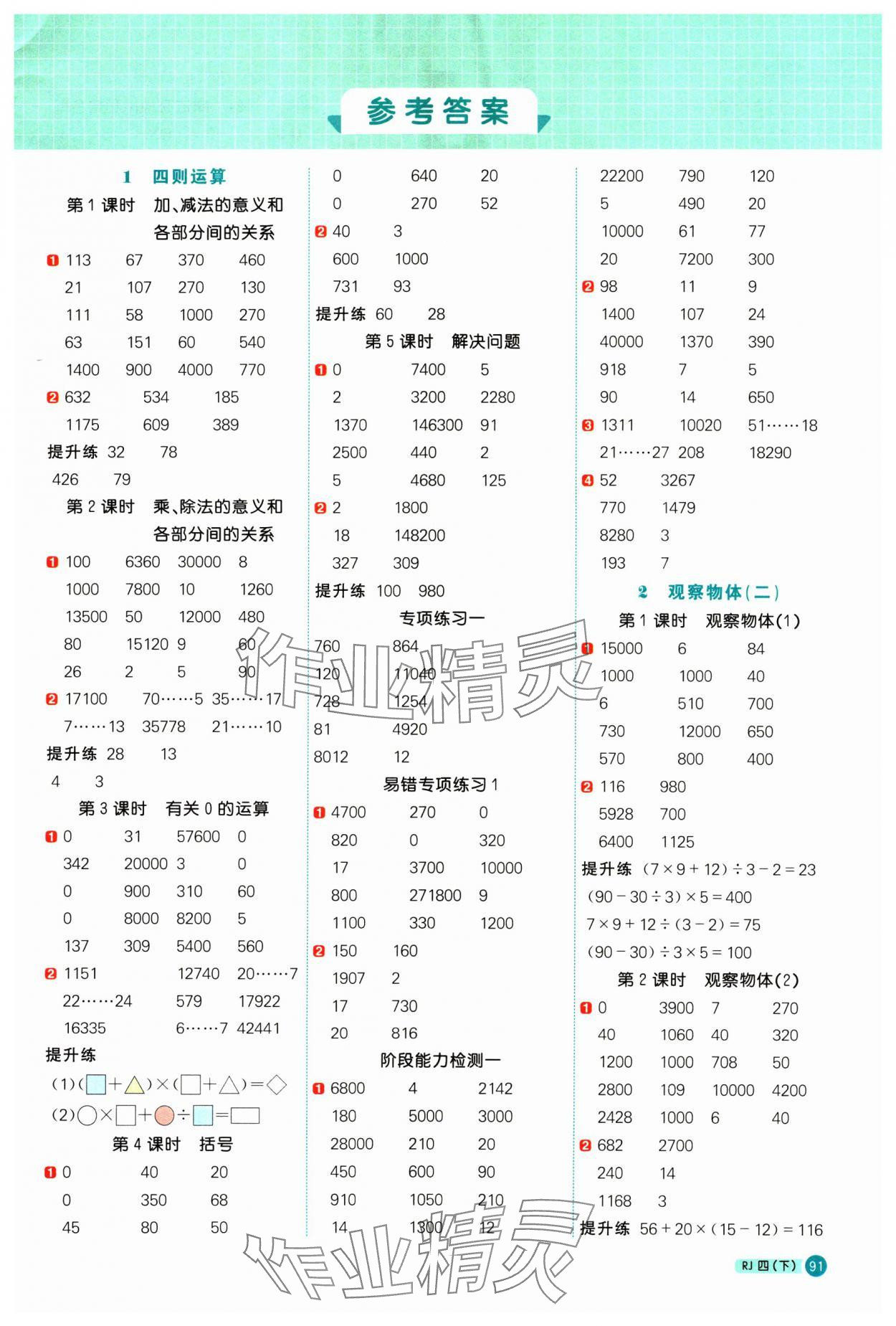 2025年陽光同學(xué)計(jì)算小達(dá)人四年級(jí)數(shù)學(xué)下冊(cè)人教版 第1頁