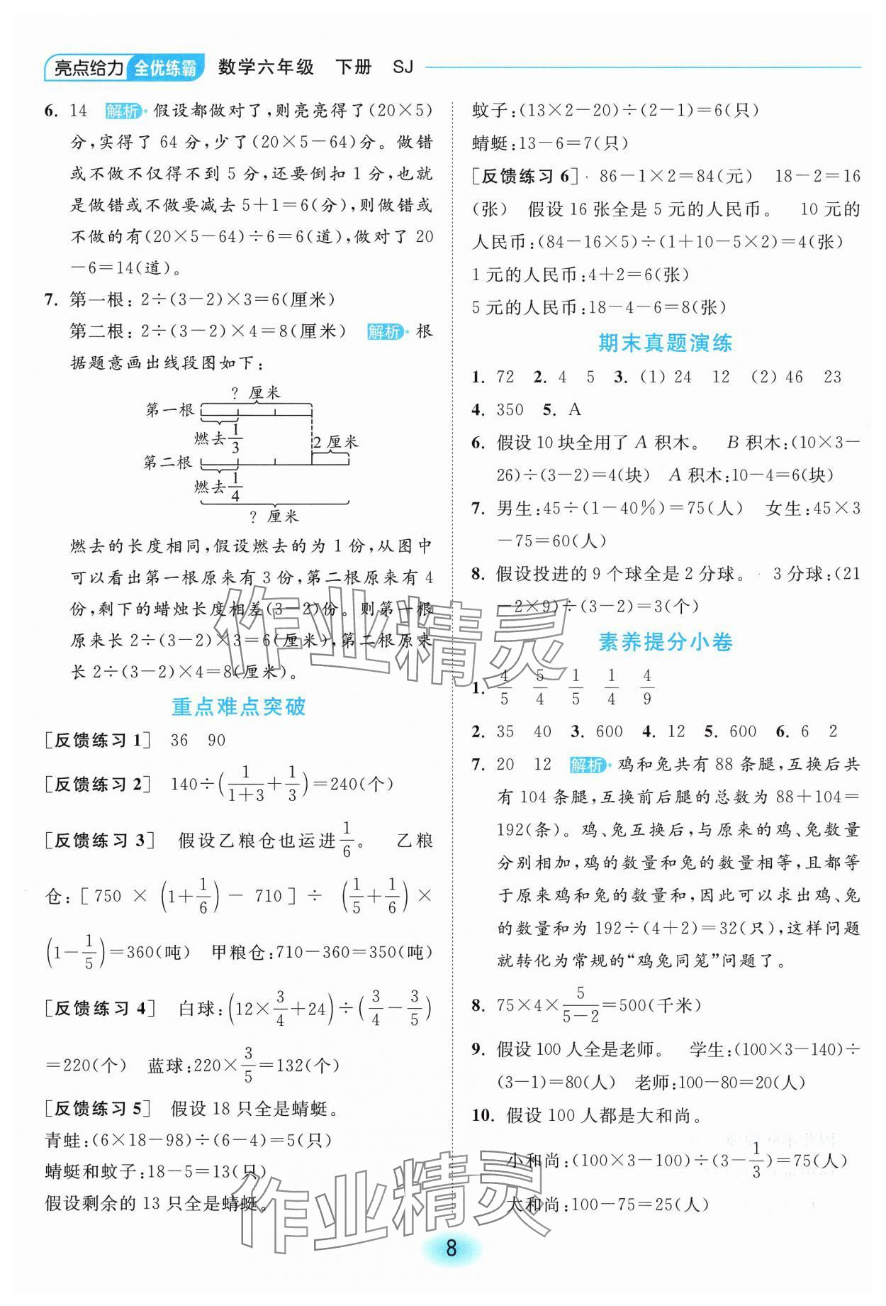 2025年亮點給力全優(yōu)練霸六年級數(shù)學(xué)下冊蘇教版 第8頁