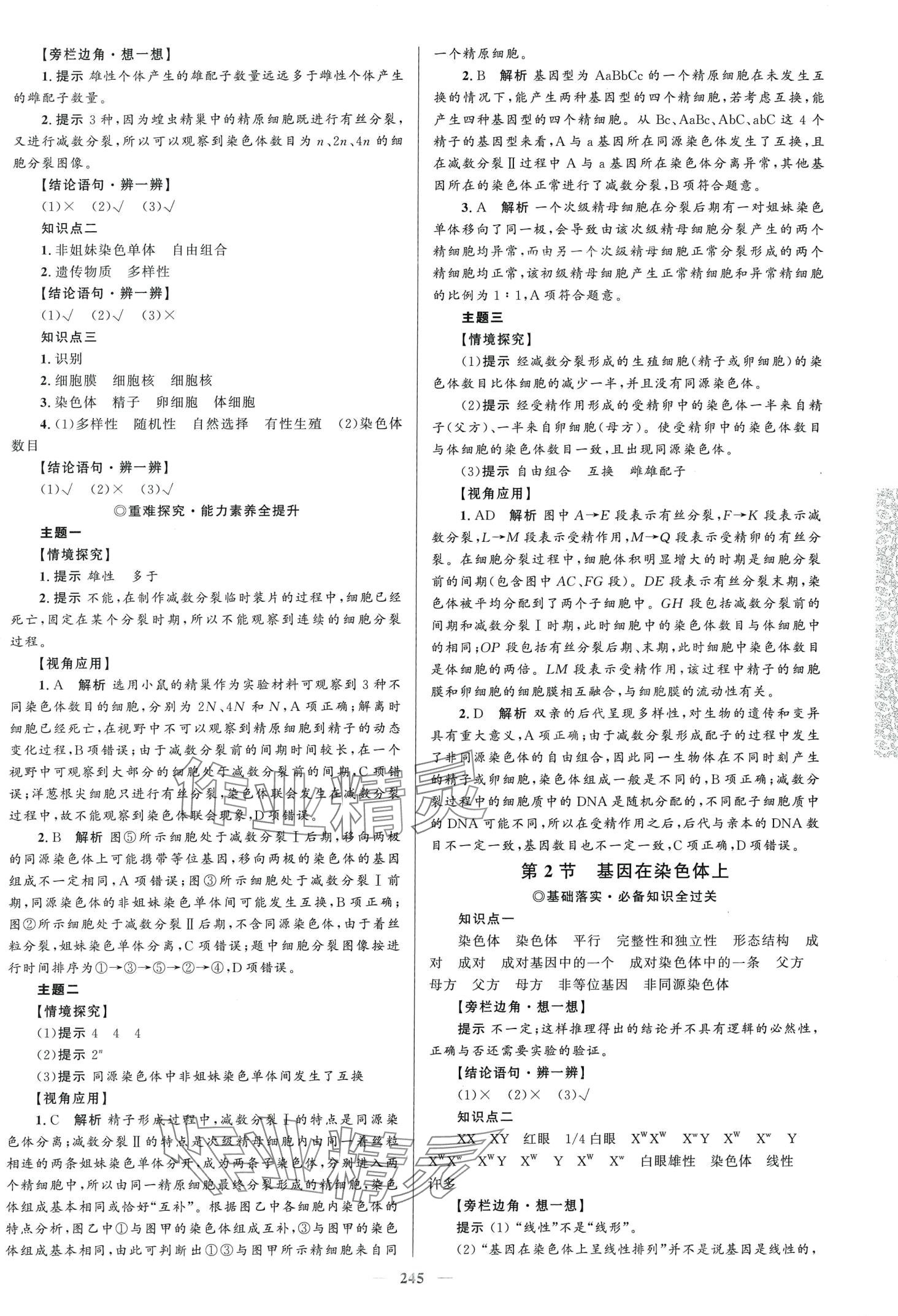 2024年高中同步學(xué)案優(yōu)化設(shè)計(jì)高中生物必修2人教版 第8頁(yè)