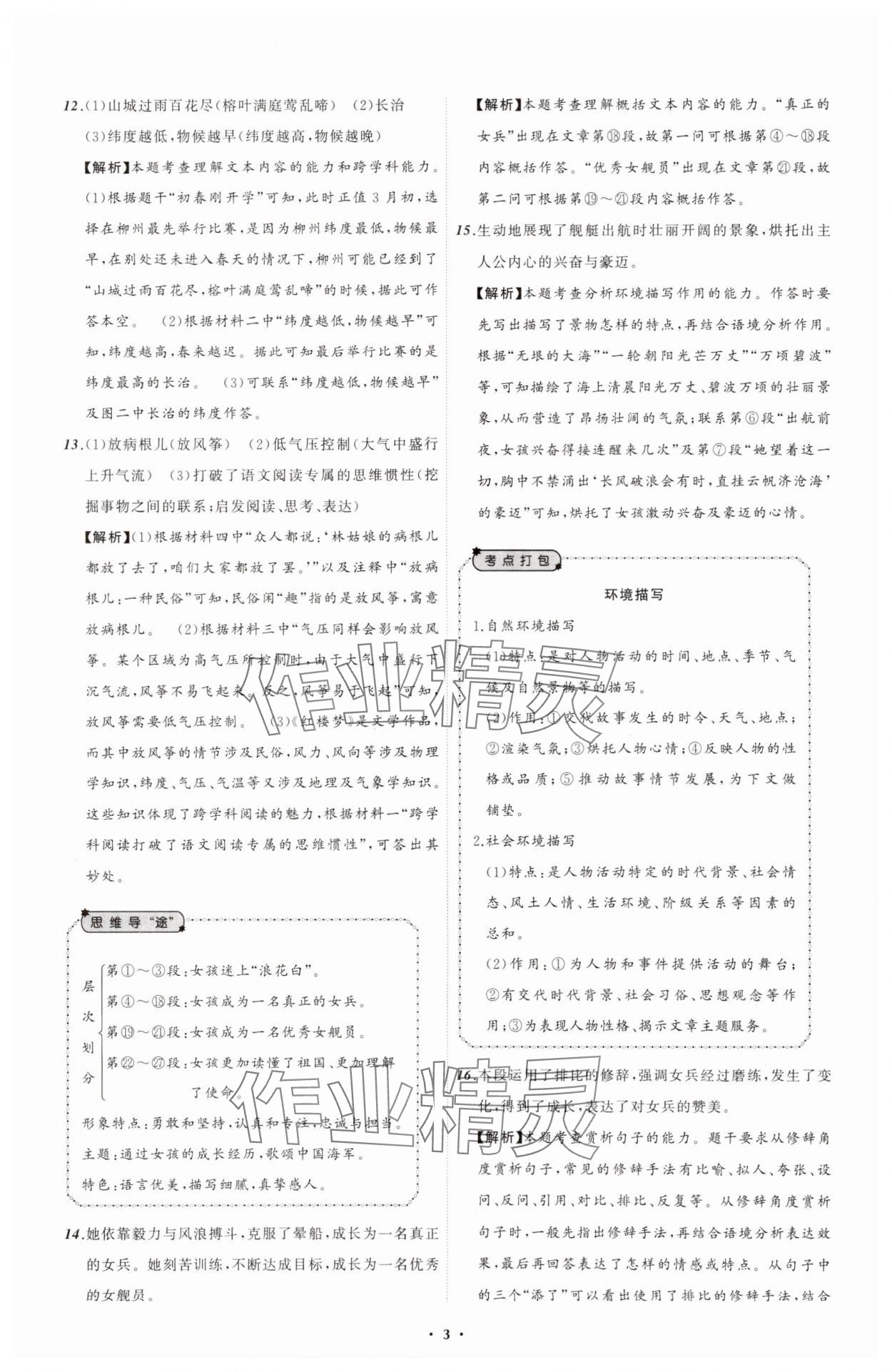 2025年中考必備遼寧師范大學(xué)出版社語文遼寧專版 參考答案第3頁