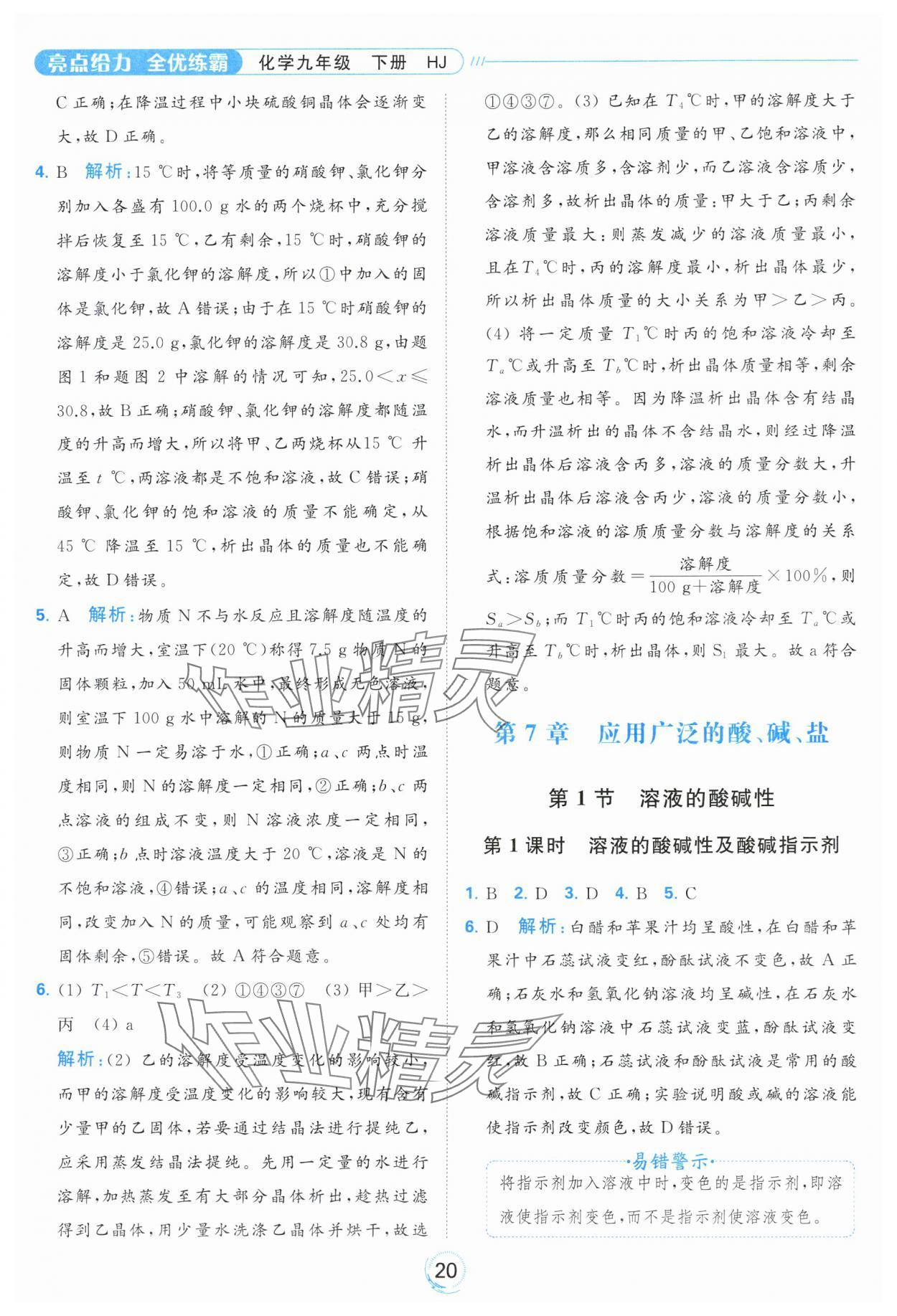 2024年亮點(diǎn)給力全優(yōu)練霸九年級(jí)化學(xué)下冊(cè)滬教版 第20頁(yè)