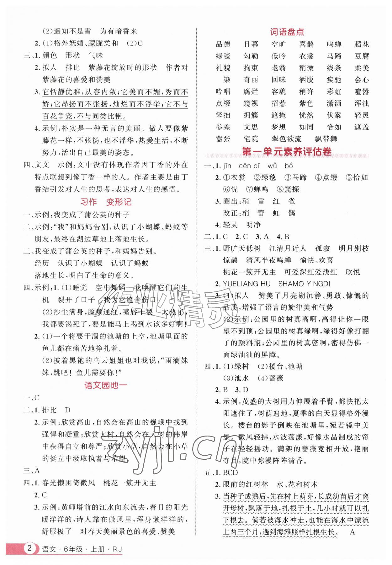 2026年细解巧练六年级语文上册人教版&nbsp;第2页