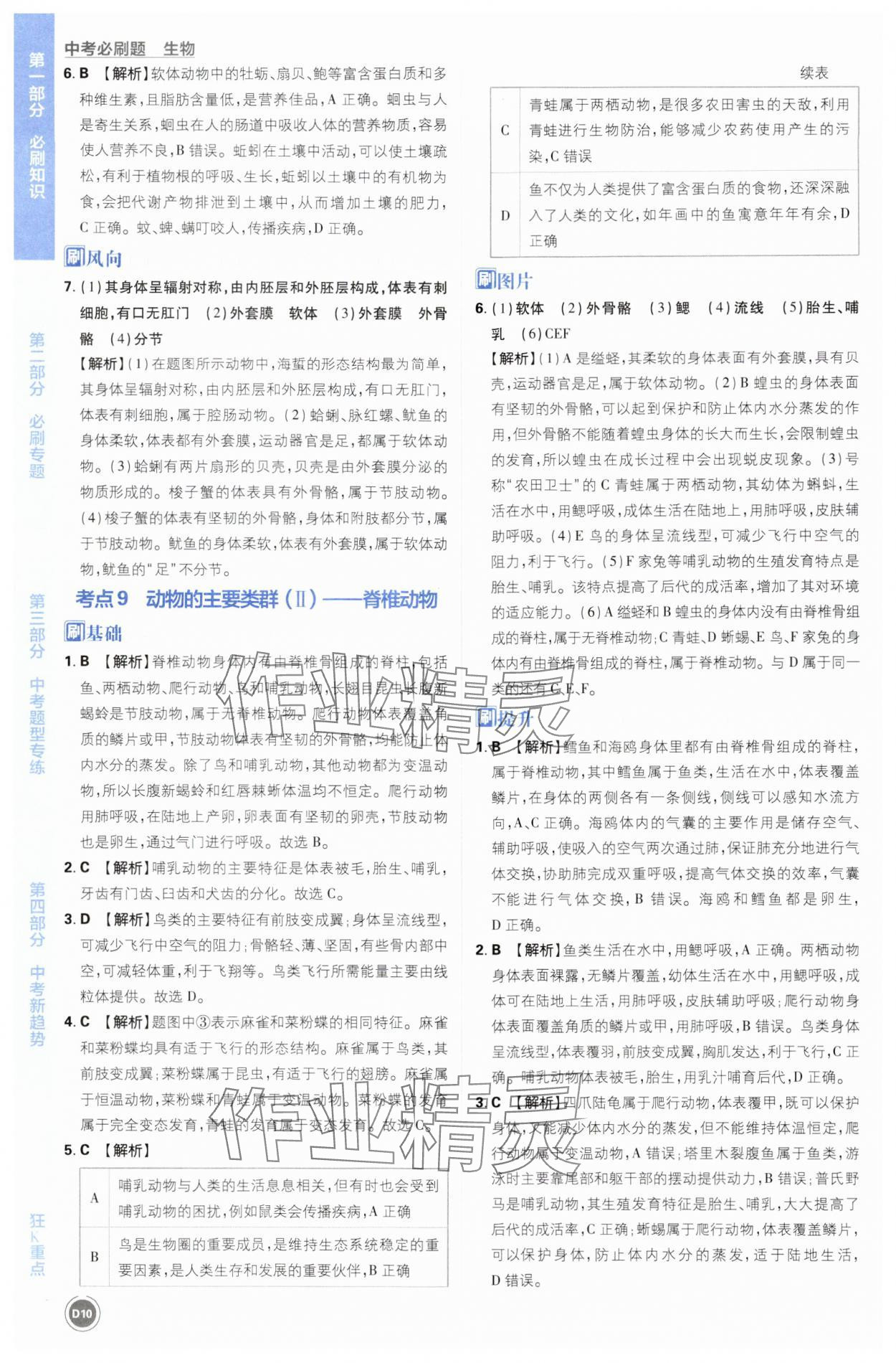 2025年中考必刷题开明出版社生物&nbsp;第10页