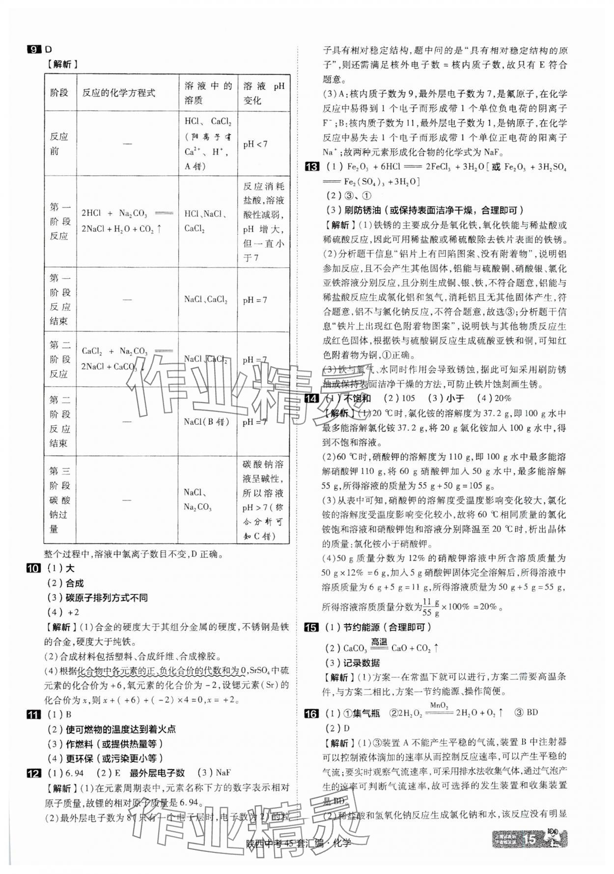 2025年金考卷45套匯編化學(xué)陜西專版 參考答案第15頁