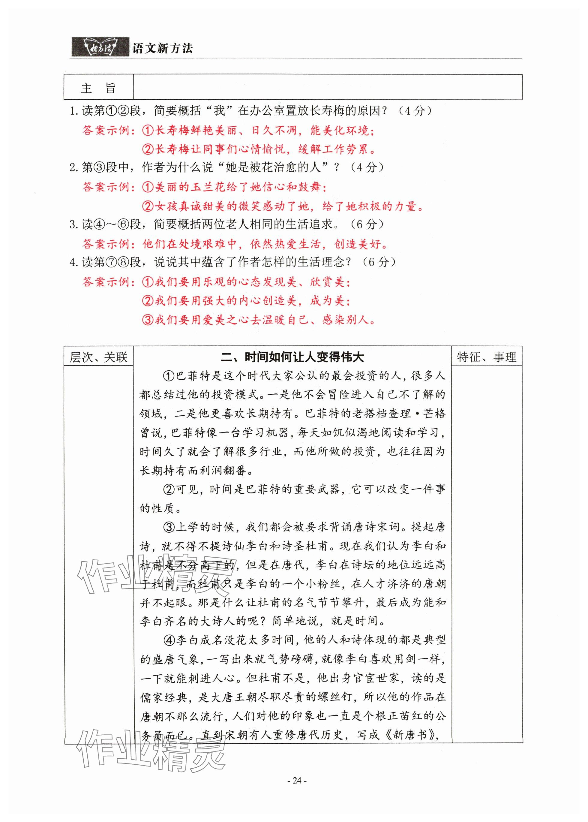 2024年語(yǔ)文新方法中考沖刺版&nbsp;參考答案第24頁(yè)