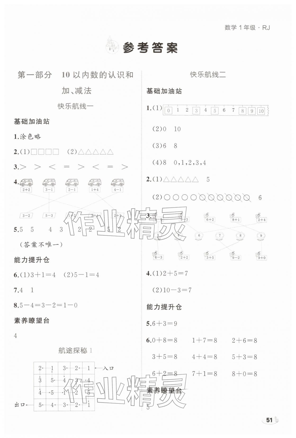 2026年走向假期寒假作业一年级数学人教版&nbsp;第1页