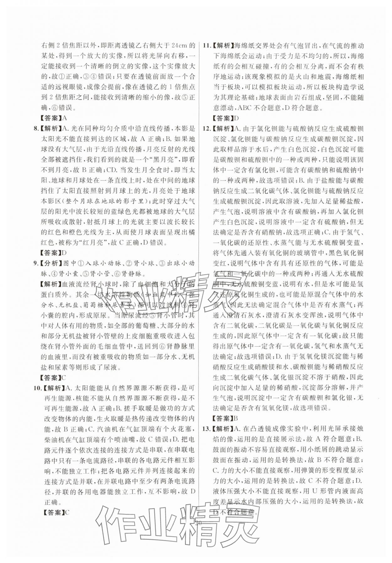2025年初中科学高分集训浙教版浙江专版&nbsp;参考答案第20页