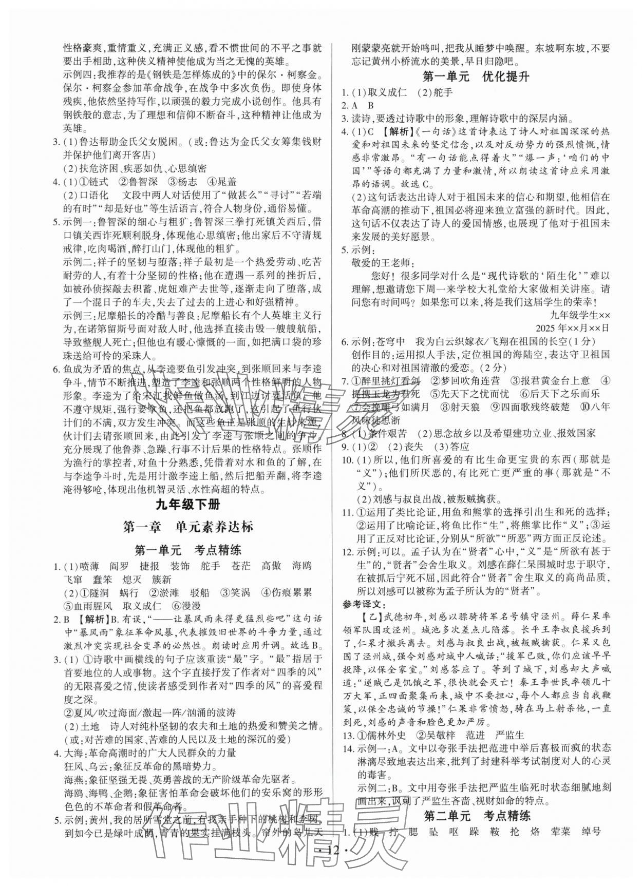 2025年基礎(chǔ)精練九年級(jí)語(yǔ)文全一冊(cè)人教版深圳專版 第12頁(yè)