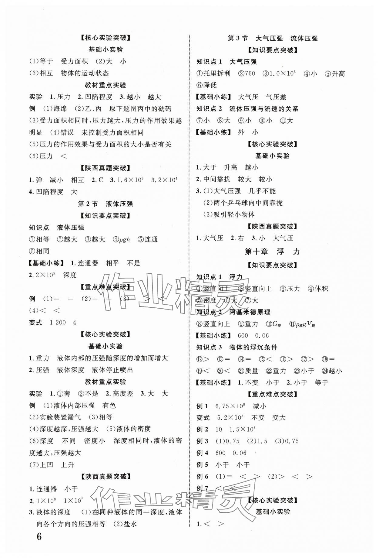 2024年中考新突破物理人教版陜西專版 參考答案第6頁