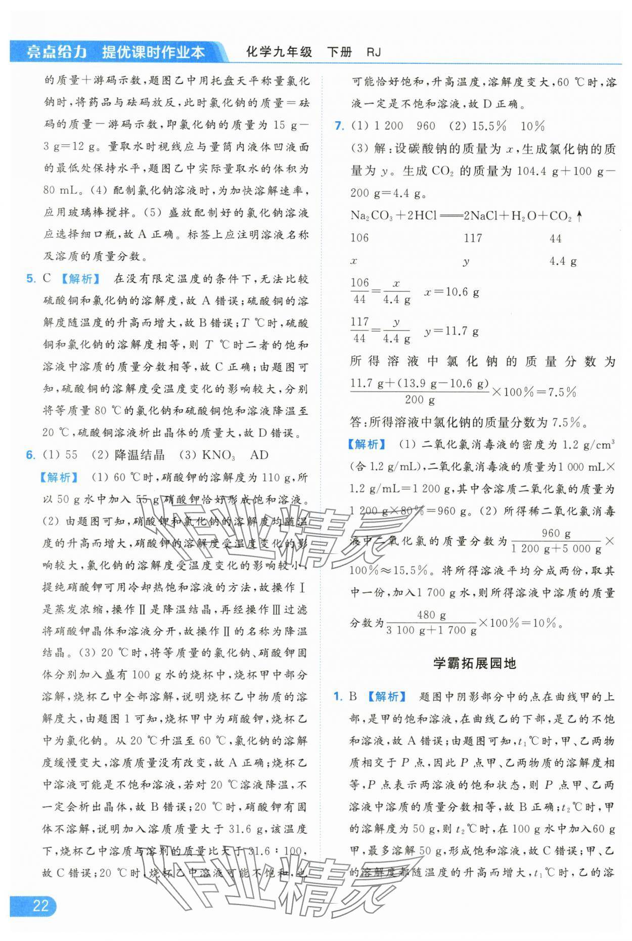 2024年亮點(diǎn)給力提優(yōu)課時作業(yè)本九年級化學(xué)下冊人教版 第22頁