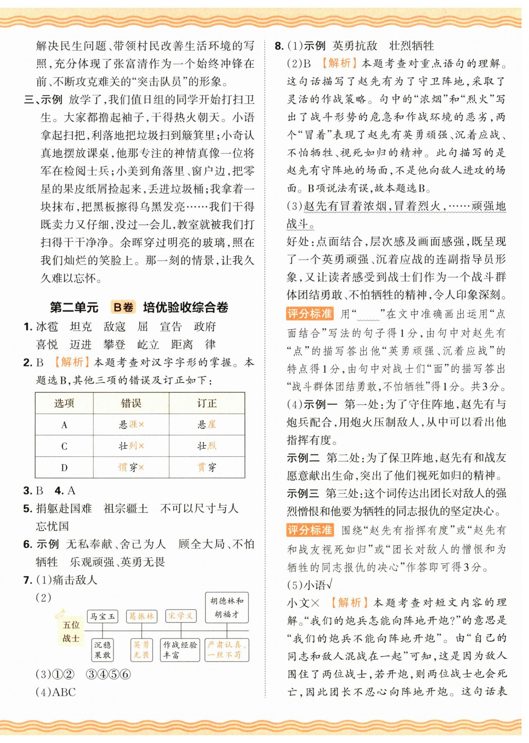 2025年王朝霞培優(yōu)100分六年級語文上冊人教版 參考答案第4頁