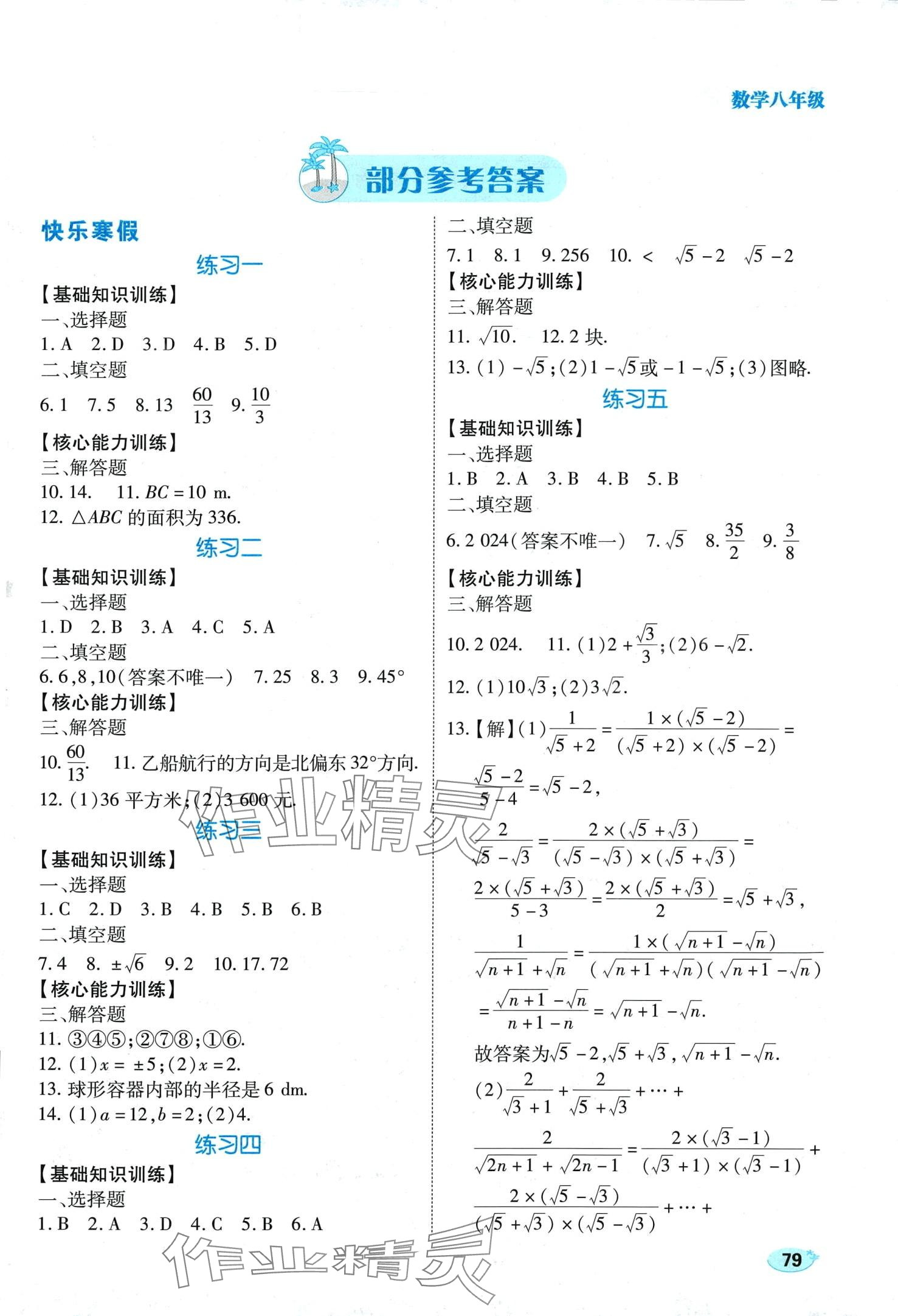 2024年樂(lè)享寒假生活八年級(jí)數(shù)學(xué) 第1頁(yè)