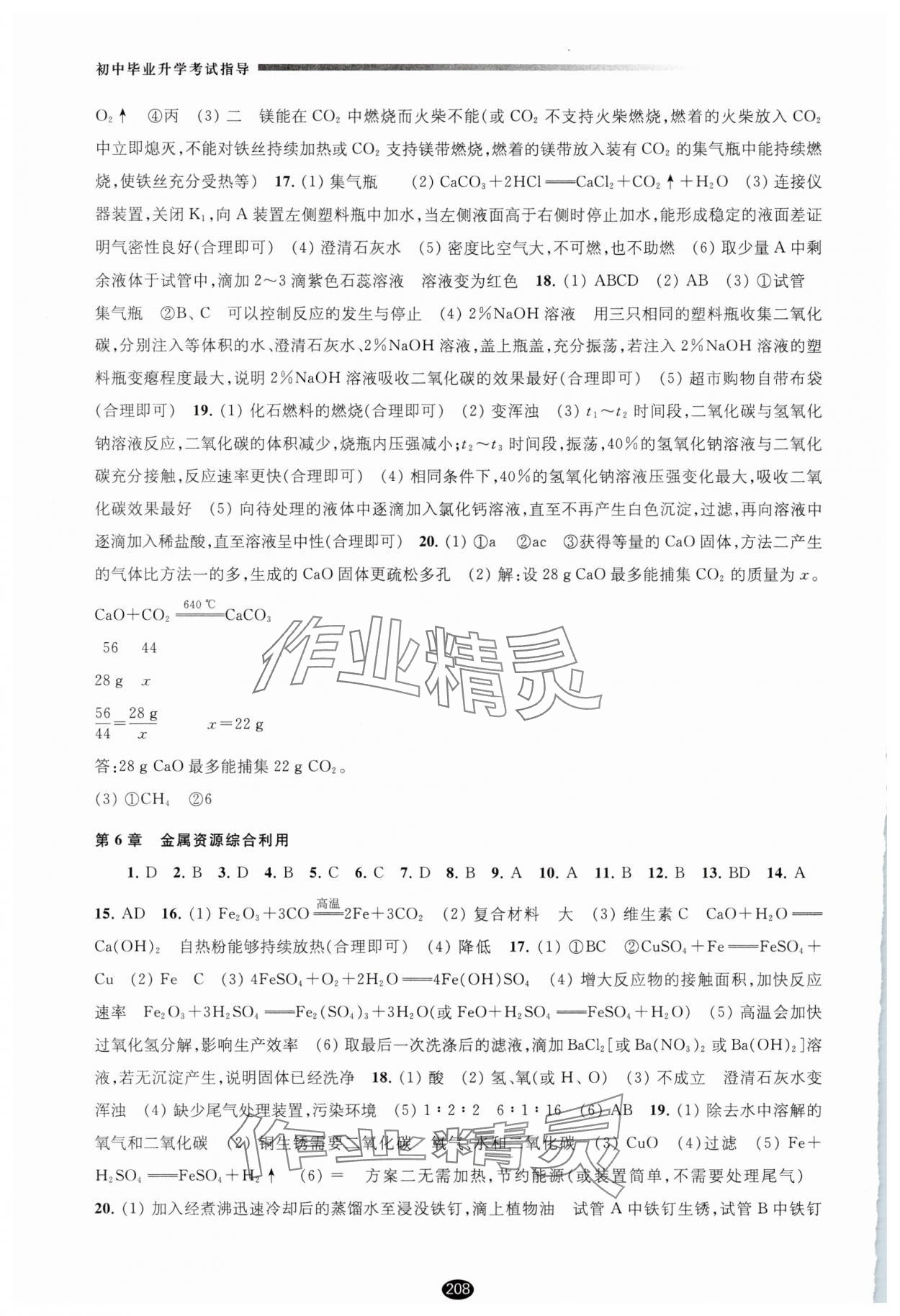 2025年初中畢業(yè)升學(xué)考試指導(dǎo)中考化學(xué) 參考答案第3頁