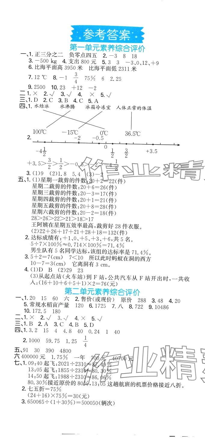 2024年萌翔黄冈单元期末冲刺100分六年级数学下册人教版 第1页