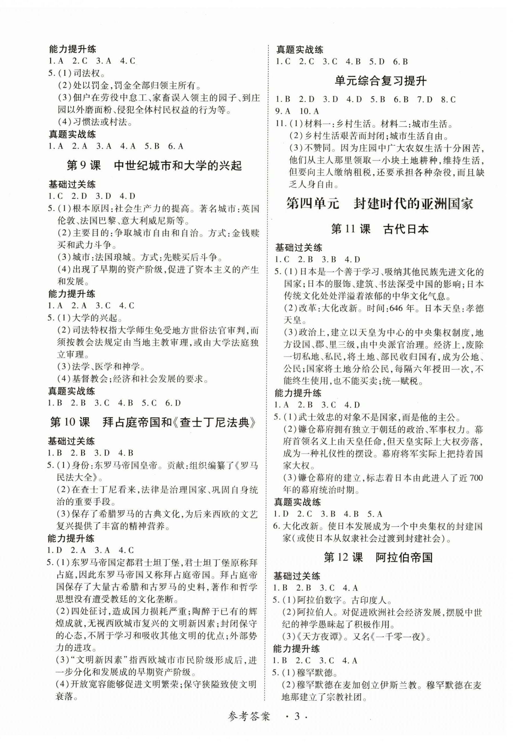 2025年一课一练创新练习九年级历史人教版 第3页