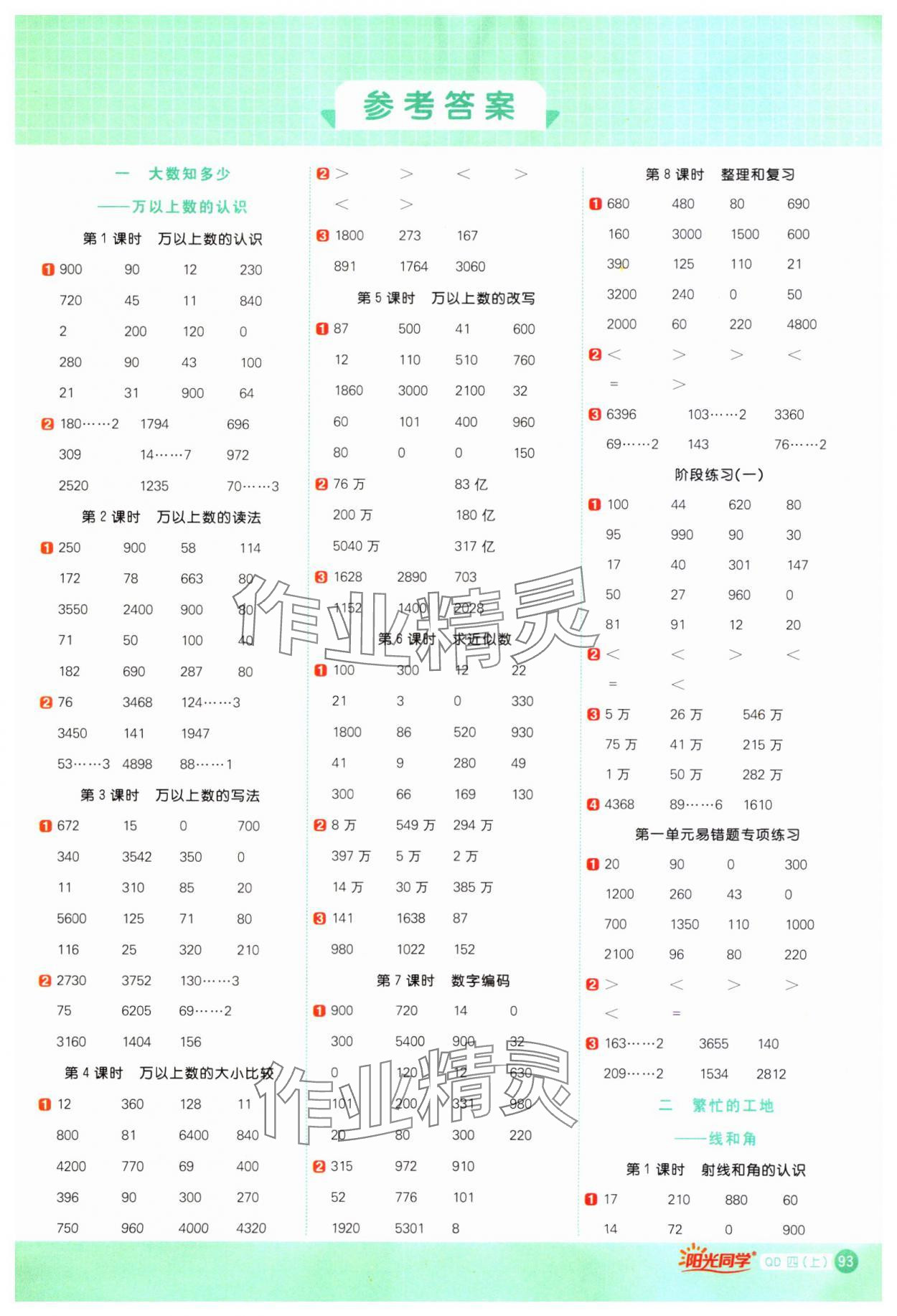 2023年陽光同學(xué)計算小達人四年級數(shù)學(xué)上冊青島版 第1頁