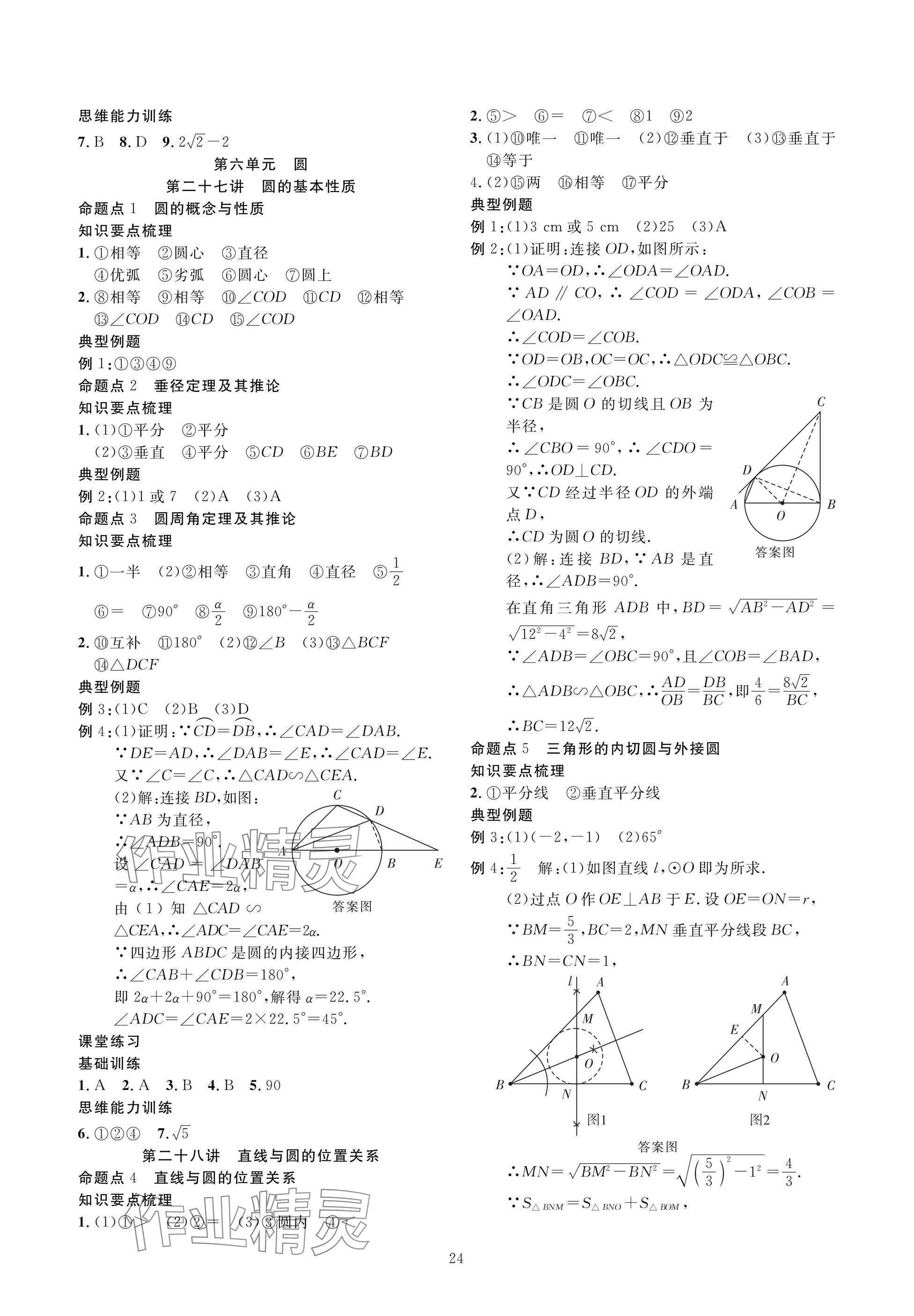 2025年復(fù)習(xí)直通車(chē)中考數(shù)學(xué)沖刺北師大版 參考答案第24頁(yè)