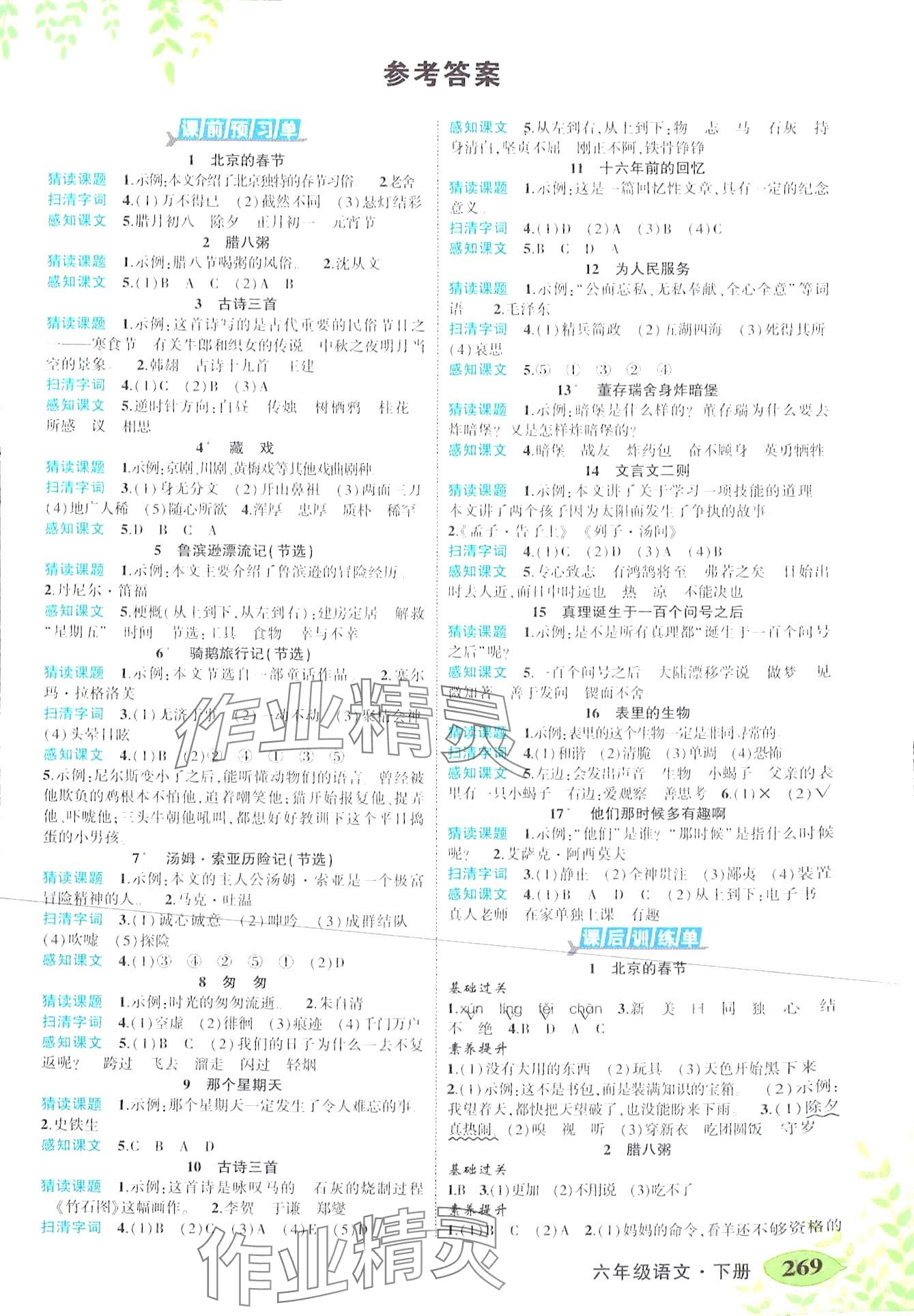 2024年黄冈状元成才路状元大课堂六年级语文下册人教版广东专版 第1页