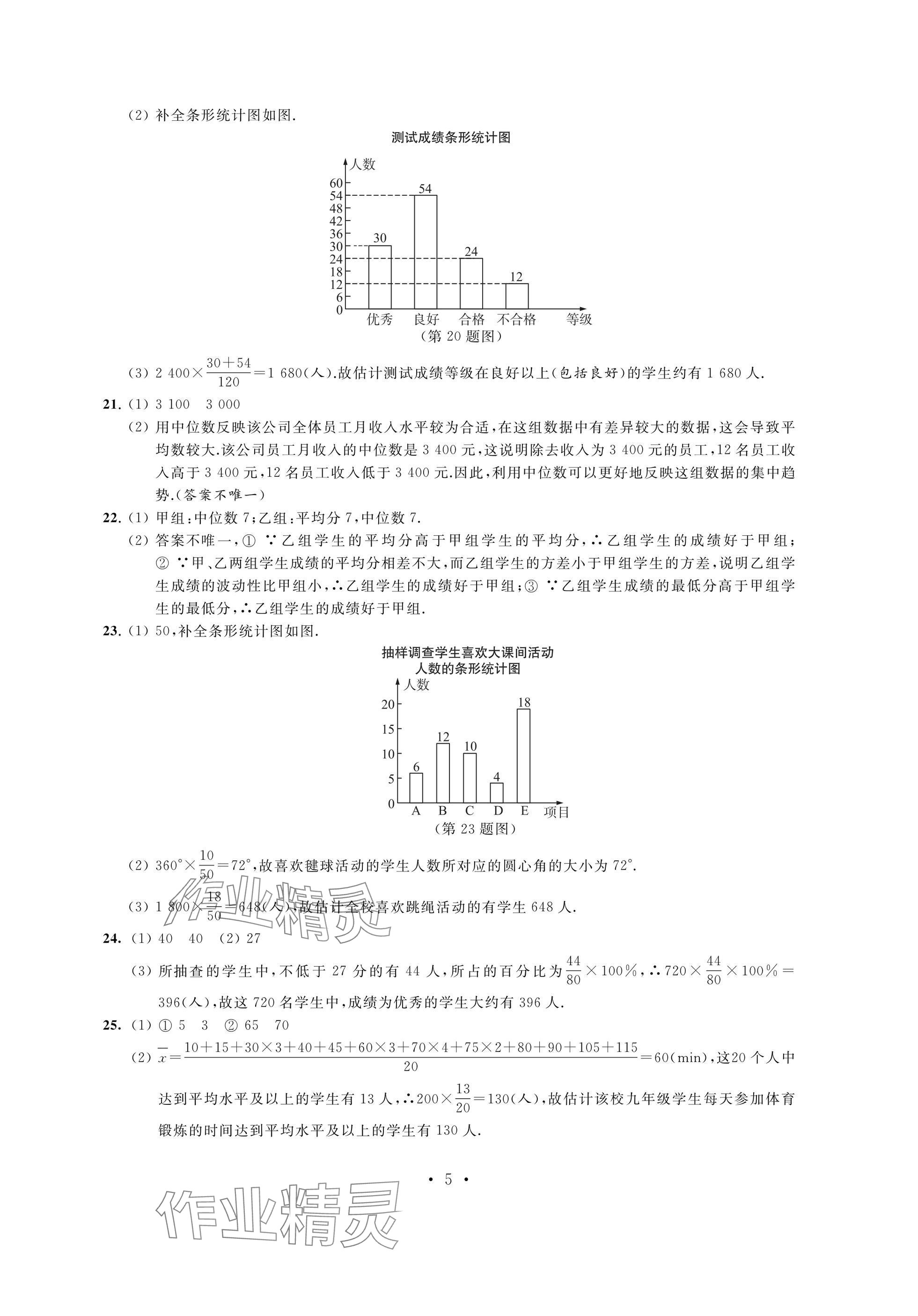 2024年阳光互动绿色成长空间九年级数学上册提优版 参考答案第5页