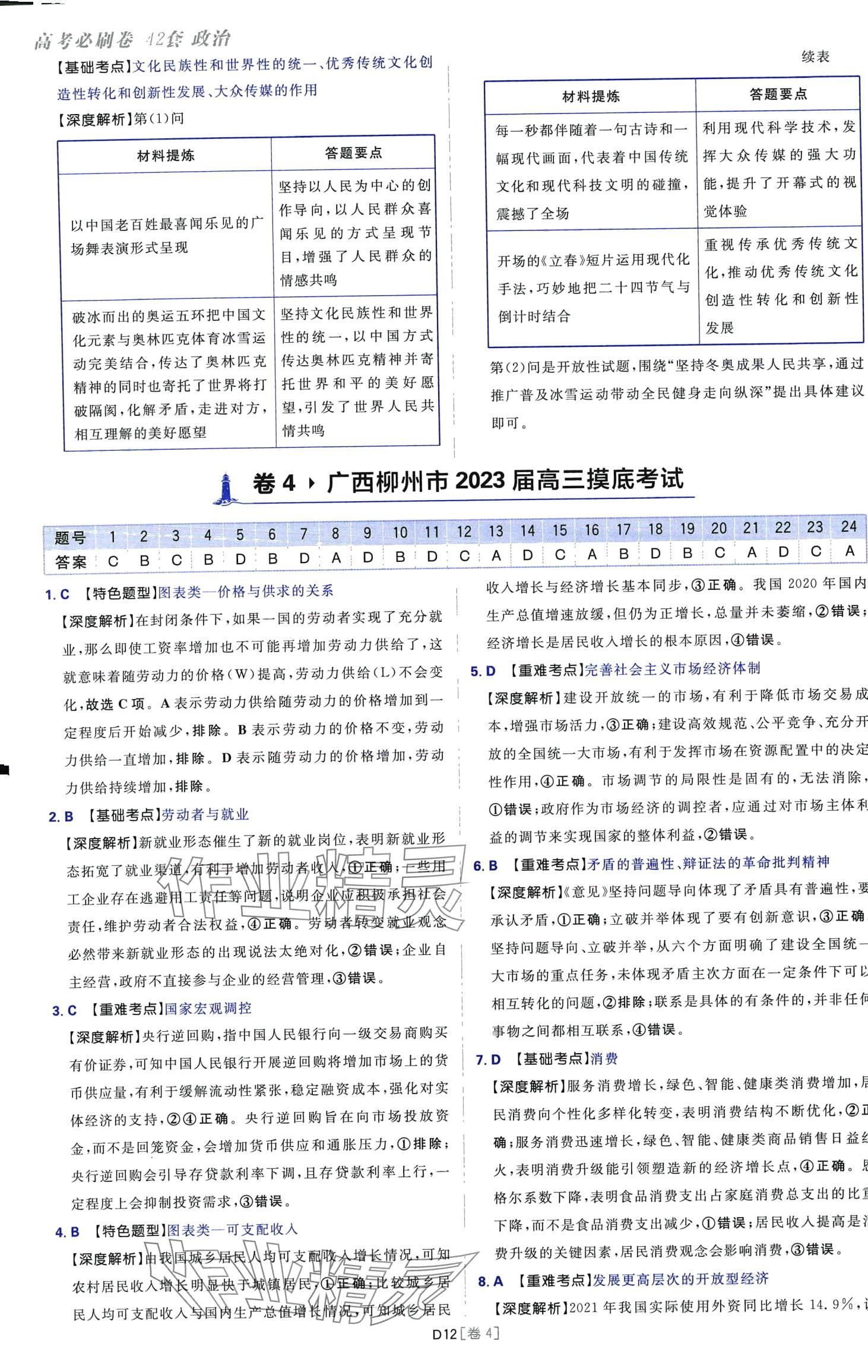 2024年高考必刷卷42套模擬卷匯編高中政治全冊陜西、四川、內(nèi)蒙古、寧夏、青海專版 第12頁