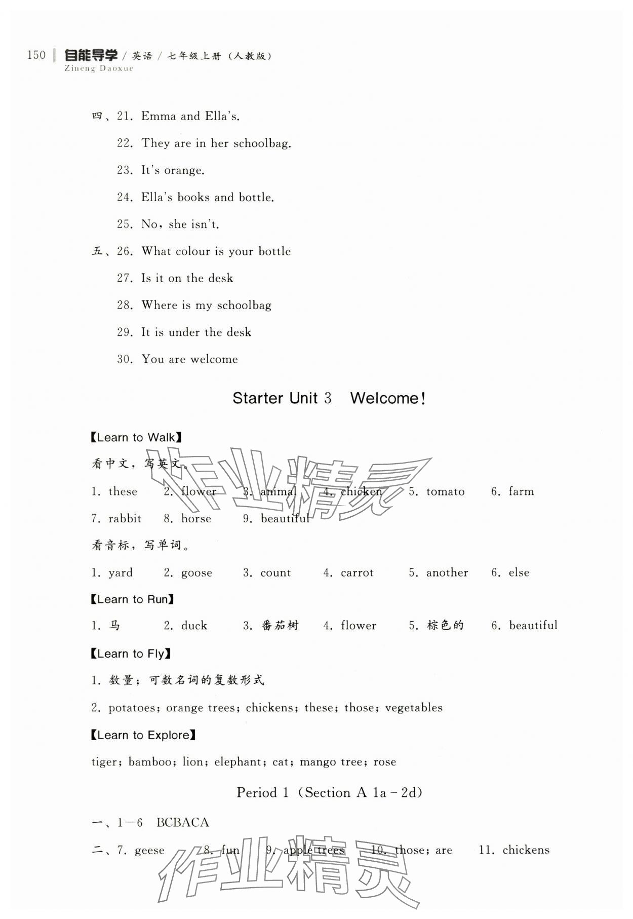 2024年自能導(dǎo)學(xué)七年級(jí)英語上冊(cè)人教版 第4頁