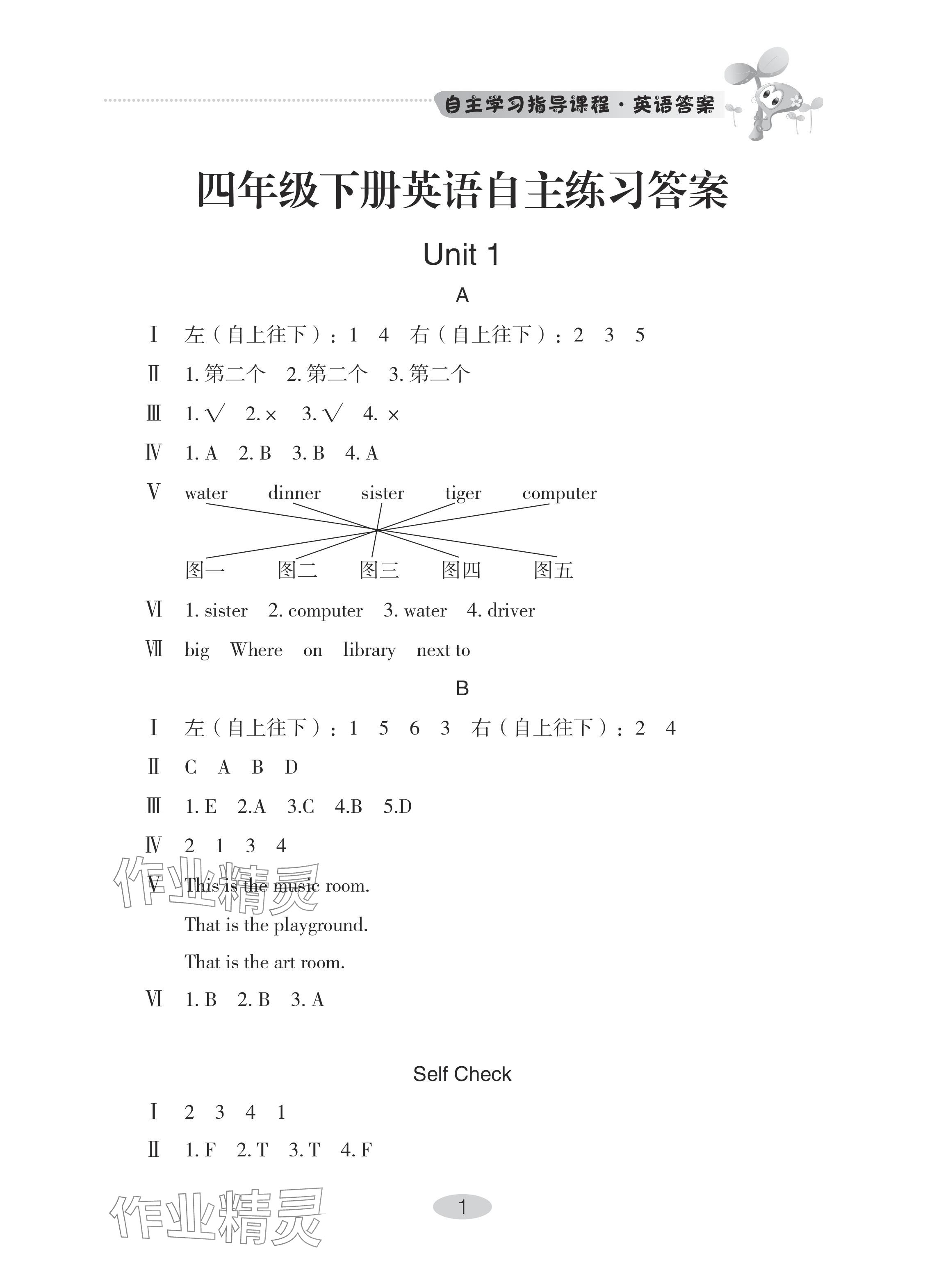 2024年自主学习指导课程四年级英语下册人教版 第1页