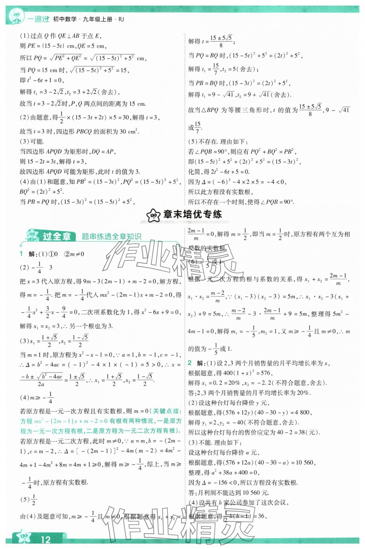 2024年一遍過(guò)九年級(jí)初中數(shù)學(xué)上冊(cè)人教版 參考答案第12頁(yè)