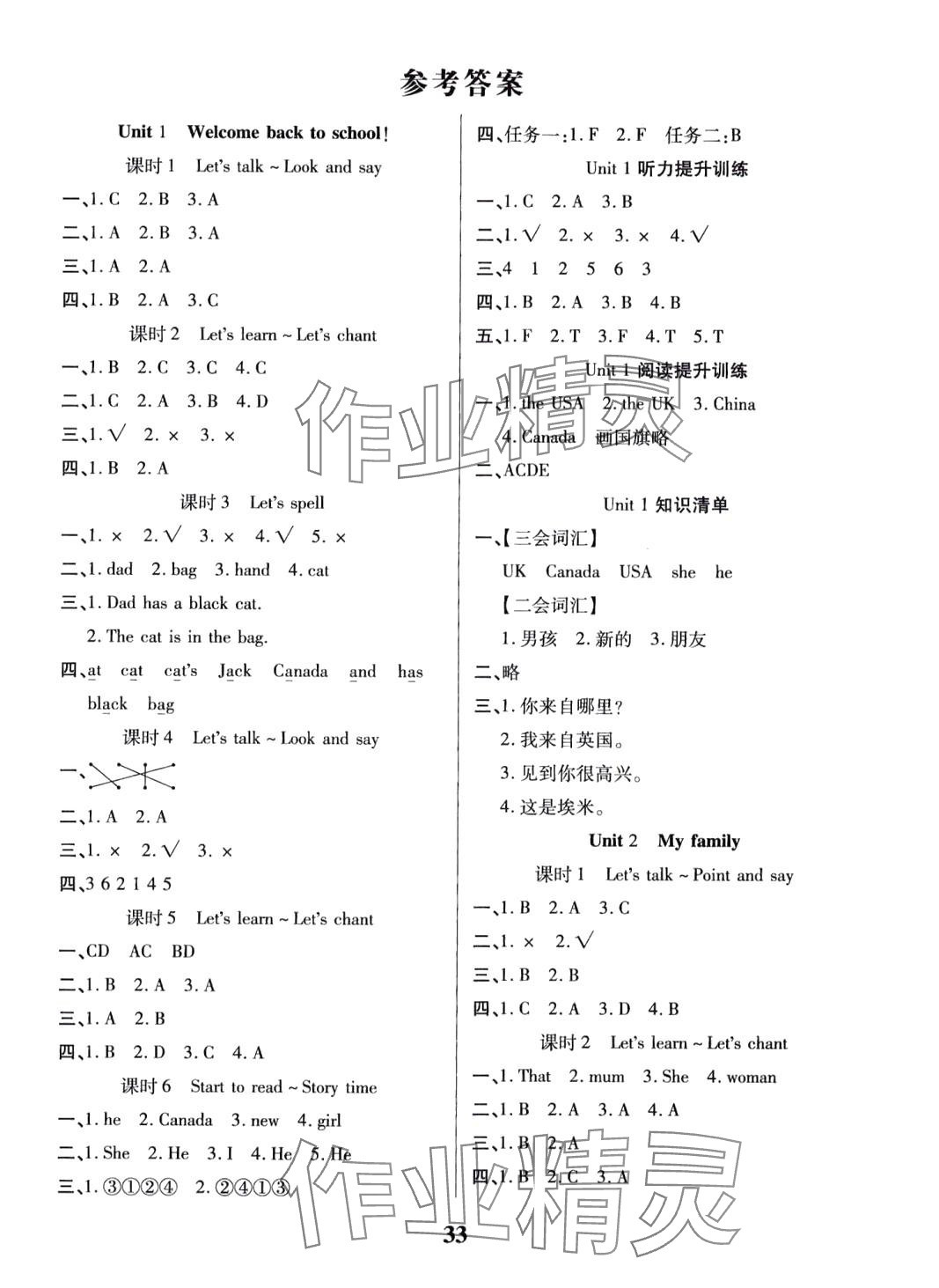 2024年優秀三好生三年級英語下冊人教版 參考答案第1頁