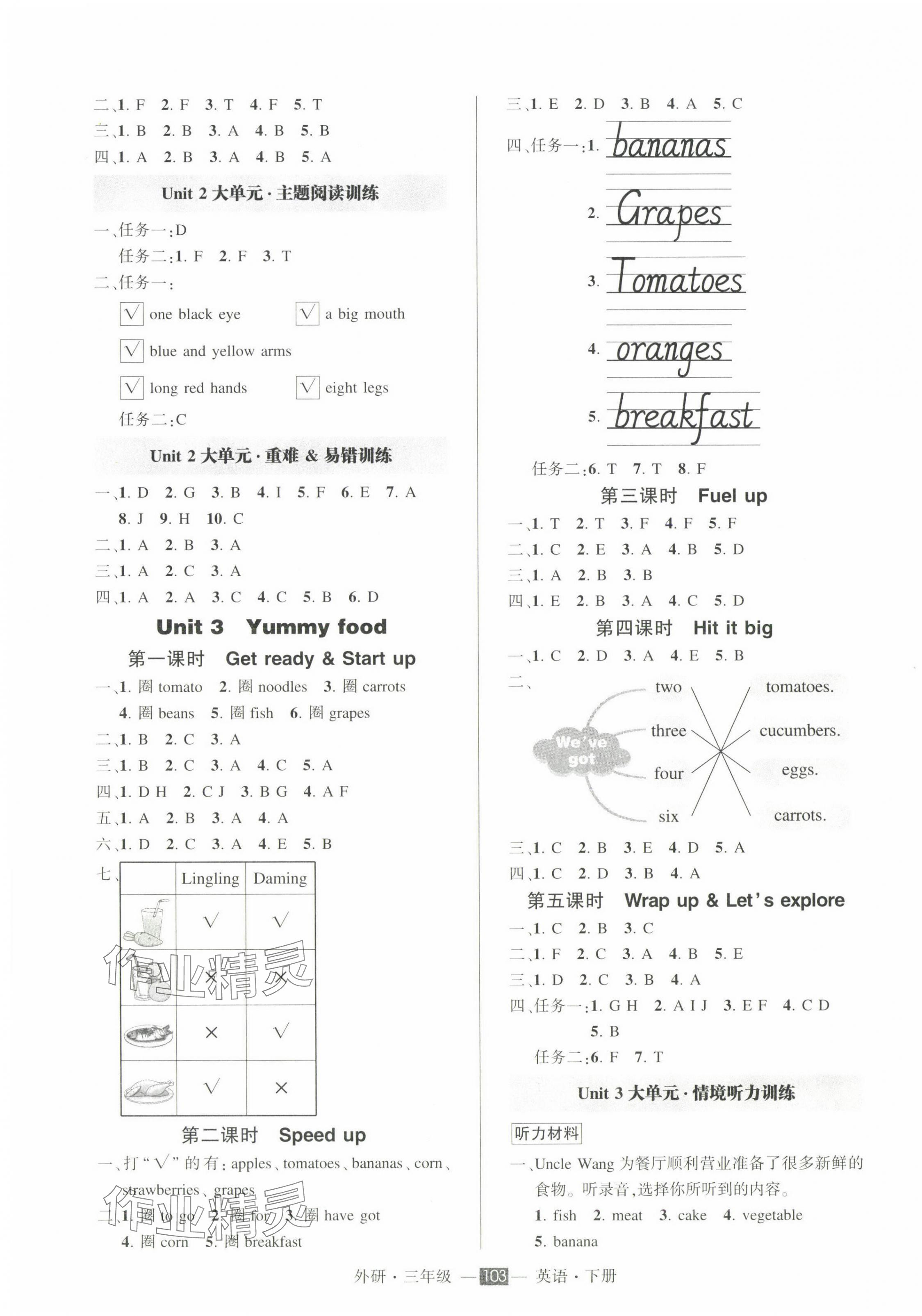 2025年狀元成才路創優作業100分三年級英語下冊外研版 參考答案第3頁