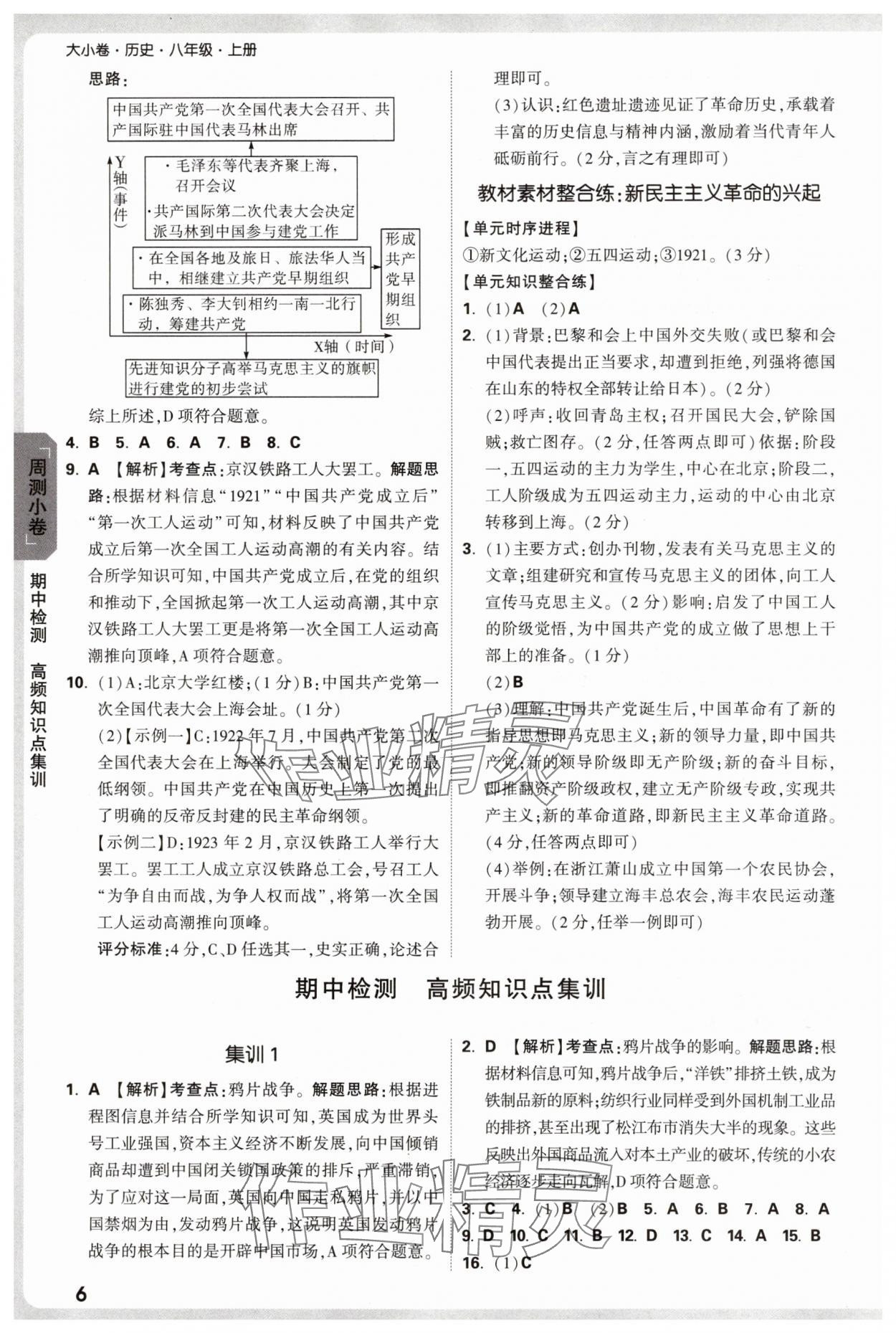 2025年万唯中考大小卷八年级历史上册人教版&nbsp;参考答案第6页