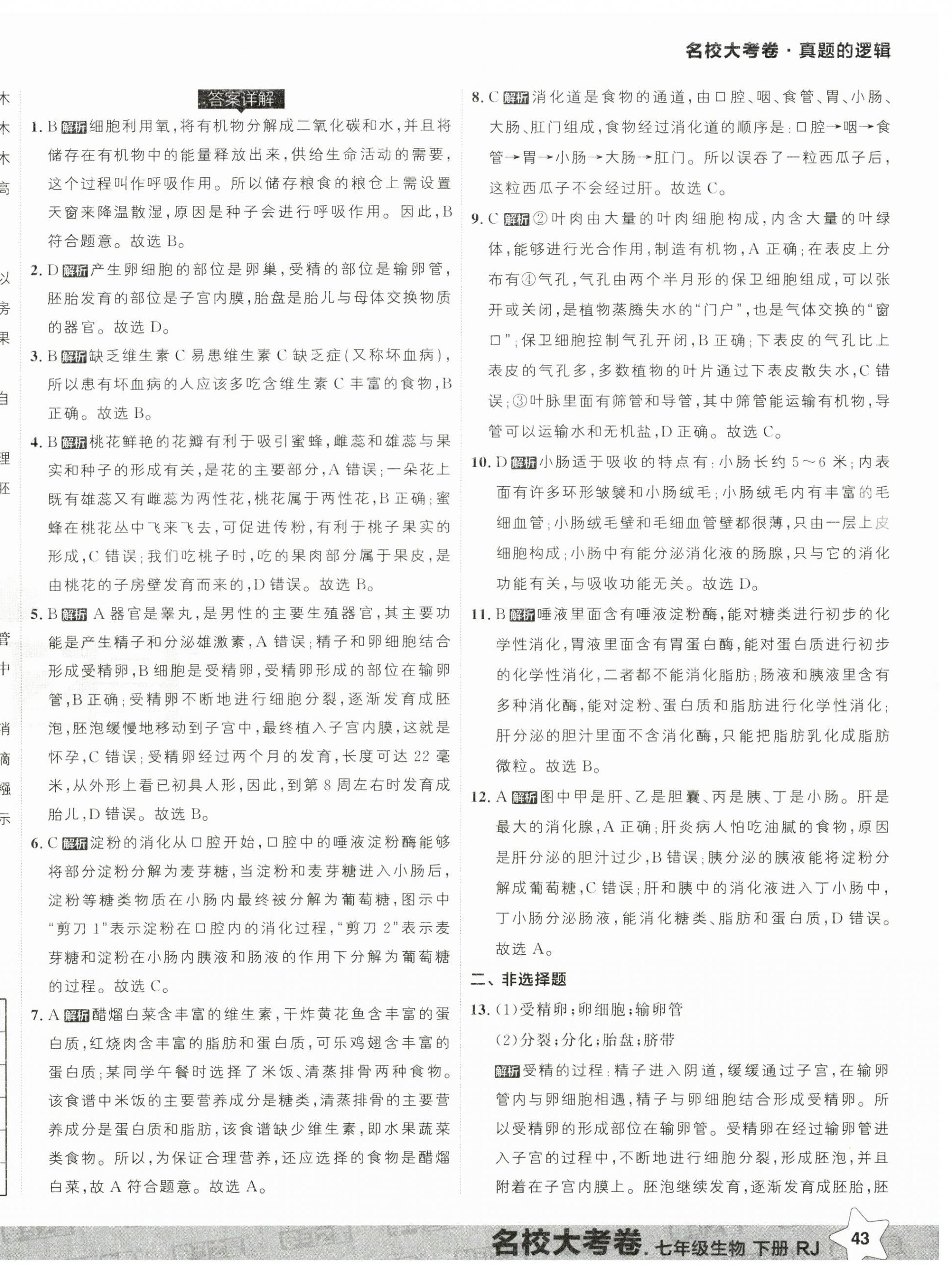 2025年名校大考卷七年級(jí)生物下冊(cè)人教版大連專版 第6頁
